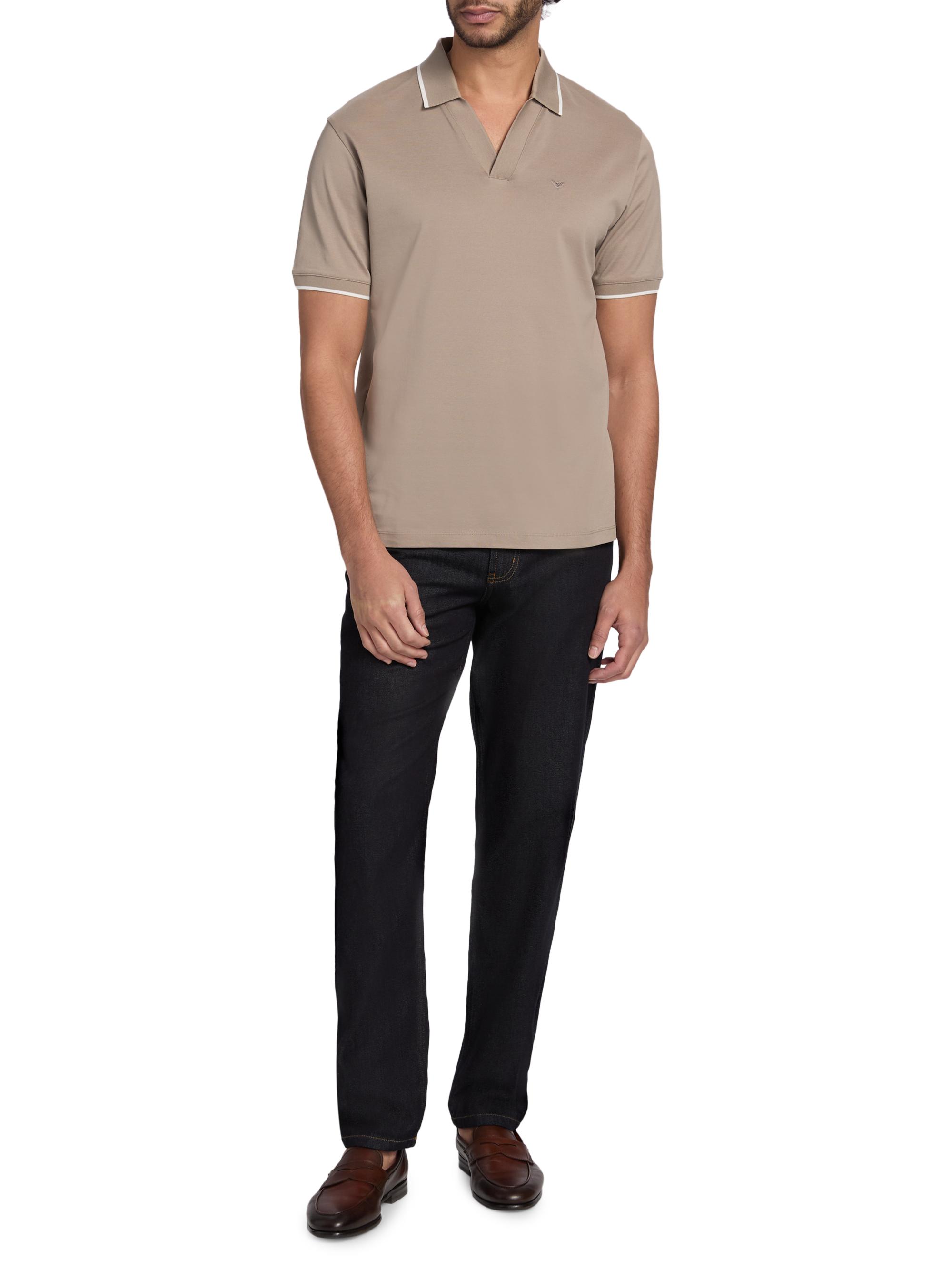 Emporio Armani Rib-Knit Trim Cotton Polo Shirt | Saks Fifth Avenue