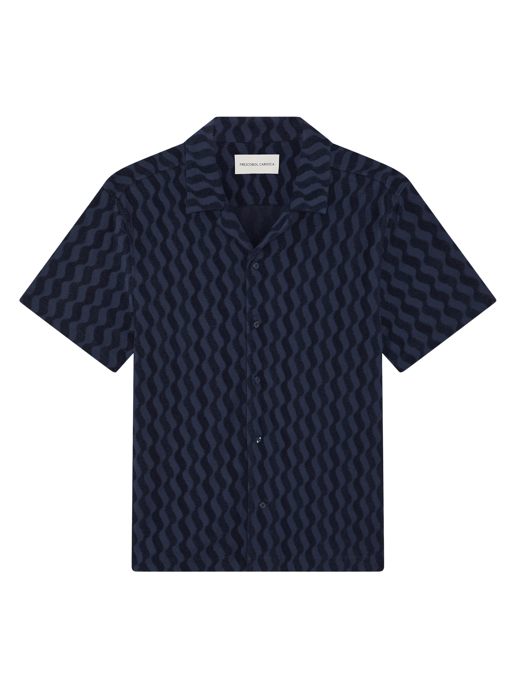 Frescobol Carioca Men's Roberto Listra Jacquard Terry Shirt - Midnight Blue