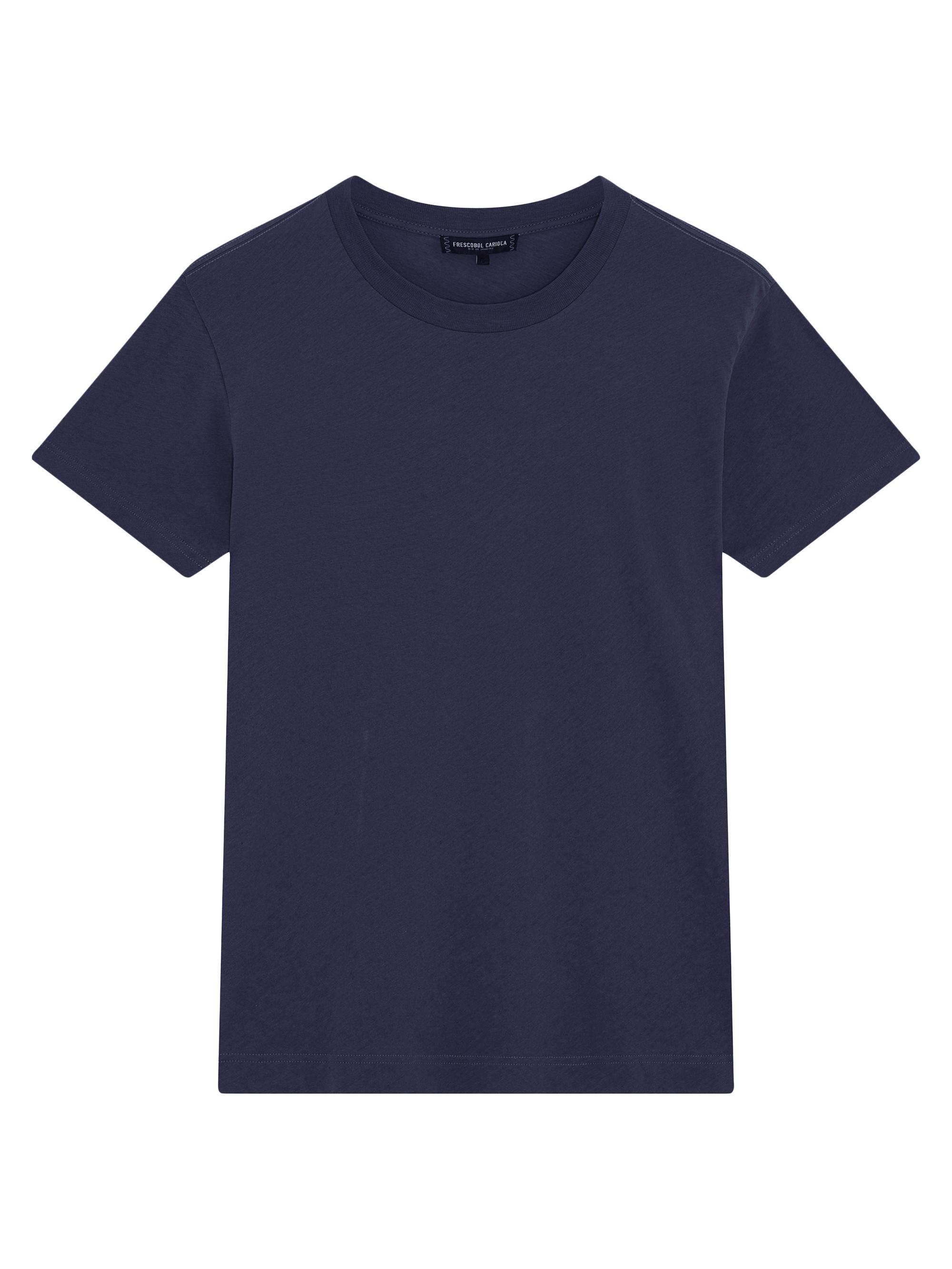 Frescobol Carioca Men's Dinis Cotton-Linen Crewneck T-Shirt - Midnight Blue | Thumbnail 6