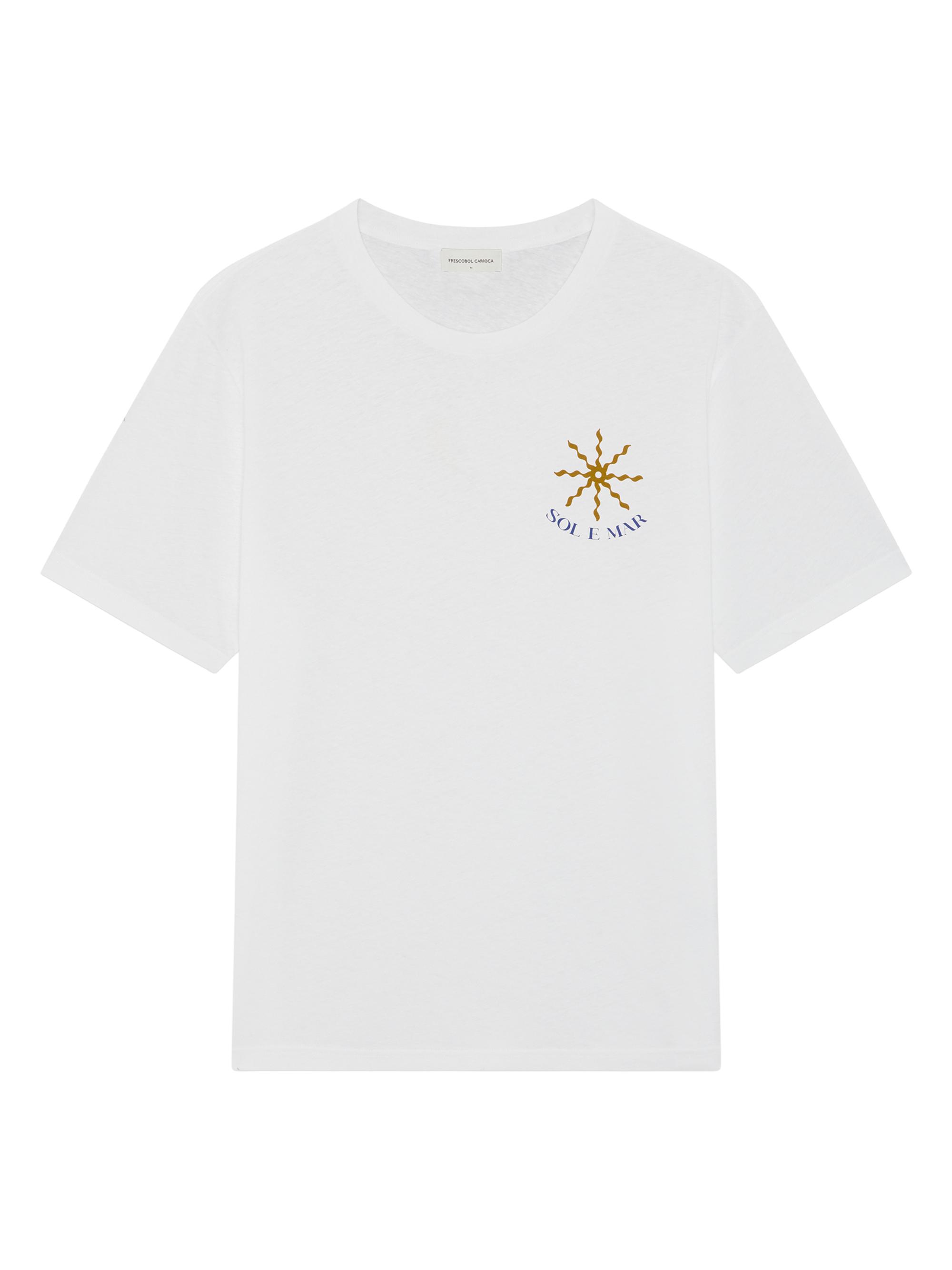 Frescobol Carioca Men's Dinis Sol E Mar Print Cotton T-Shirt - Cobalt Blue Brown | Thumbnail 3