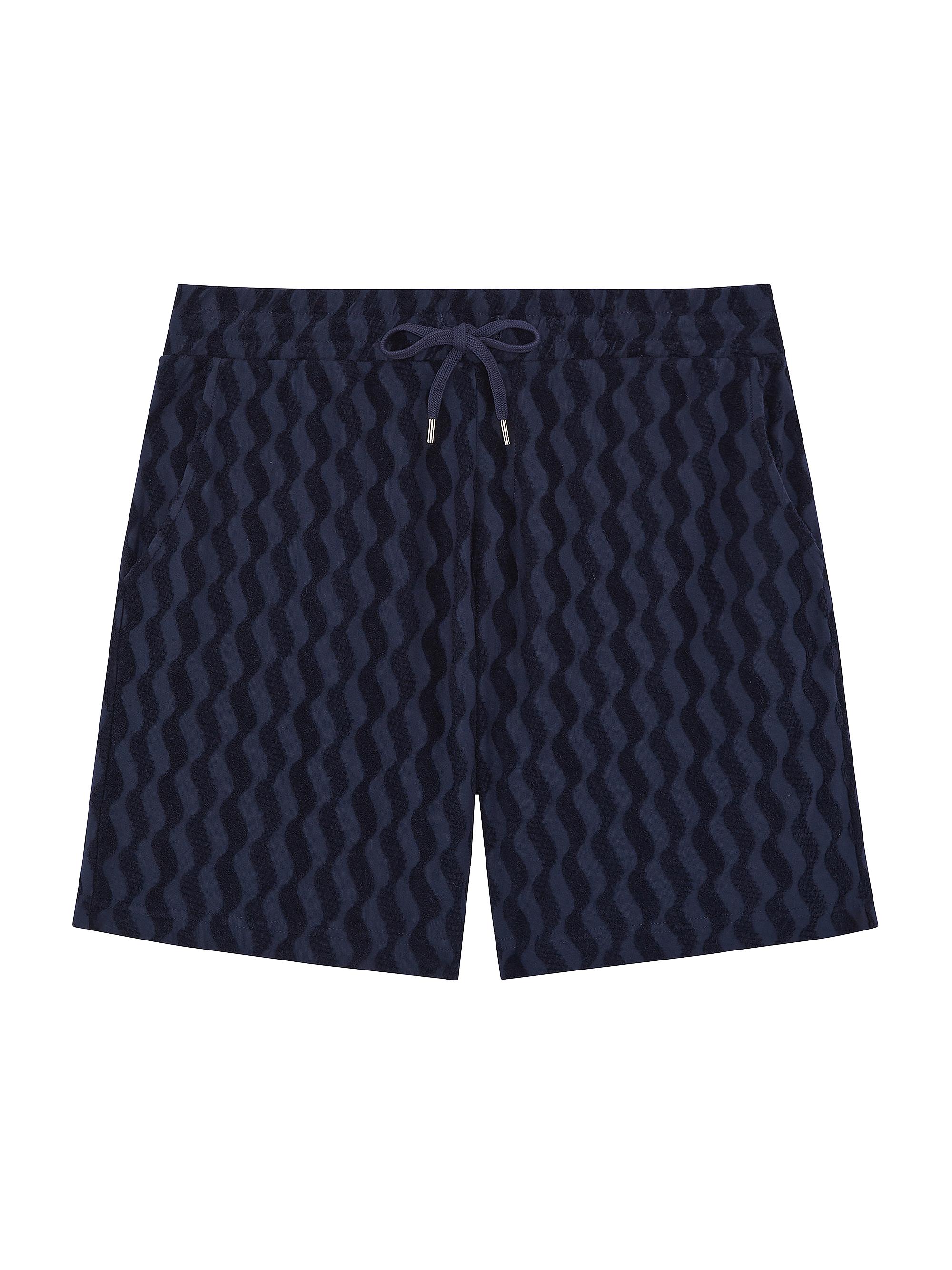 Frescobol Carioca Men's Augusto Listra Jacquard Terry Cotton Shorts - Midnight Blue