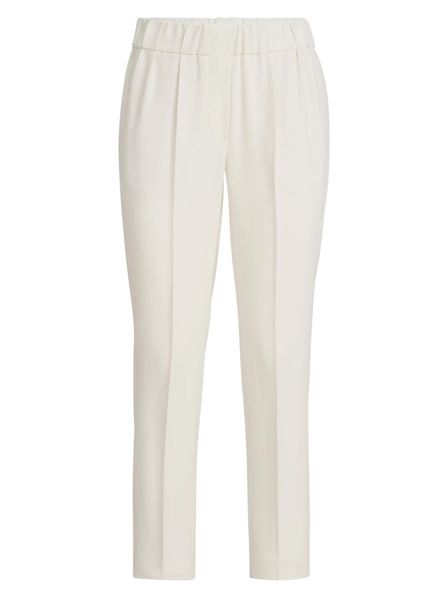 Brunello Cucinelli Women's Silk And Acetate Crêpe Cady Tailored Jogger Trousers In White