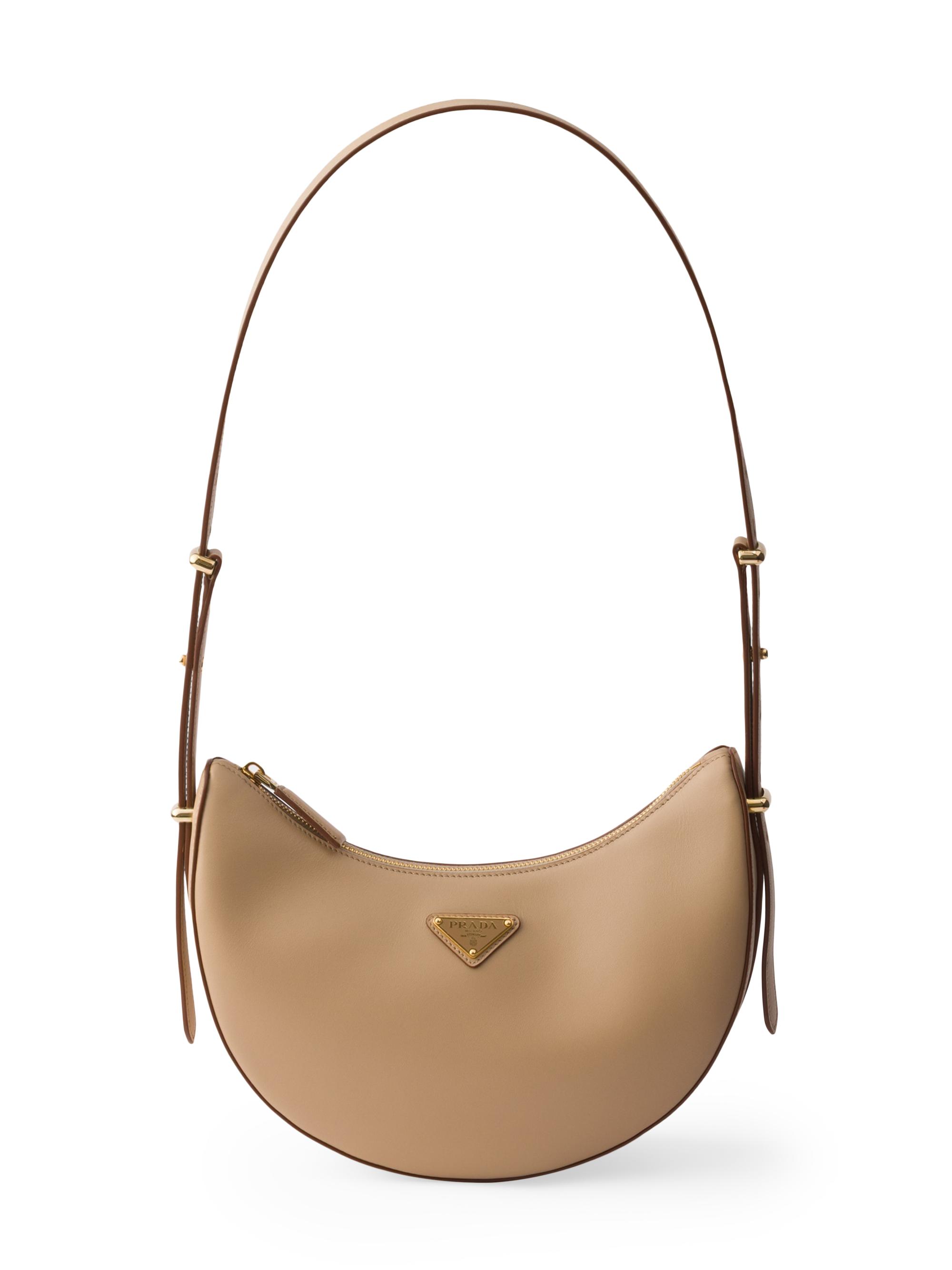 Prada Women's Arqué  Leather Shoulder Bag - Beige