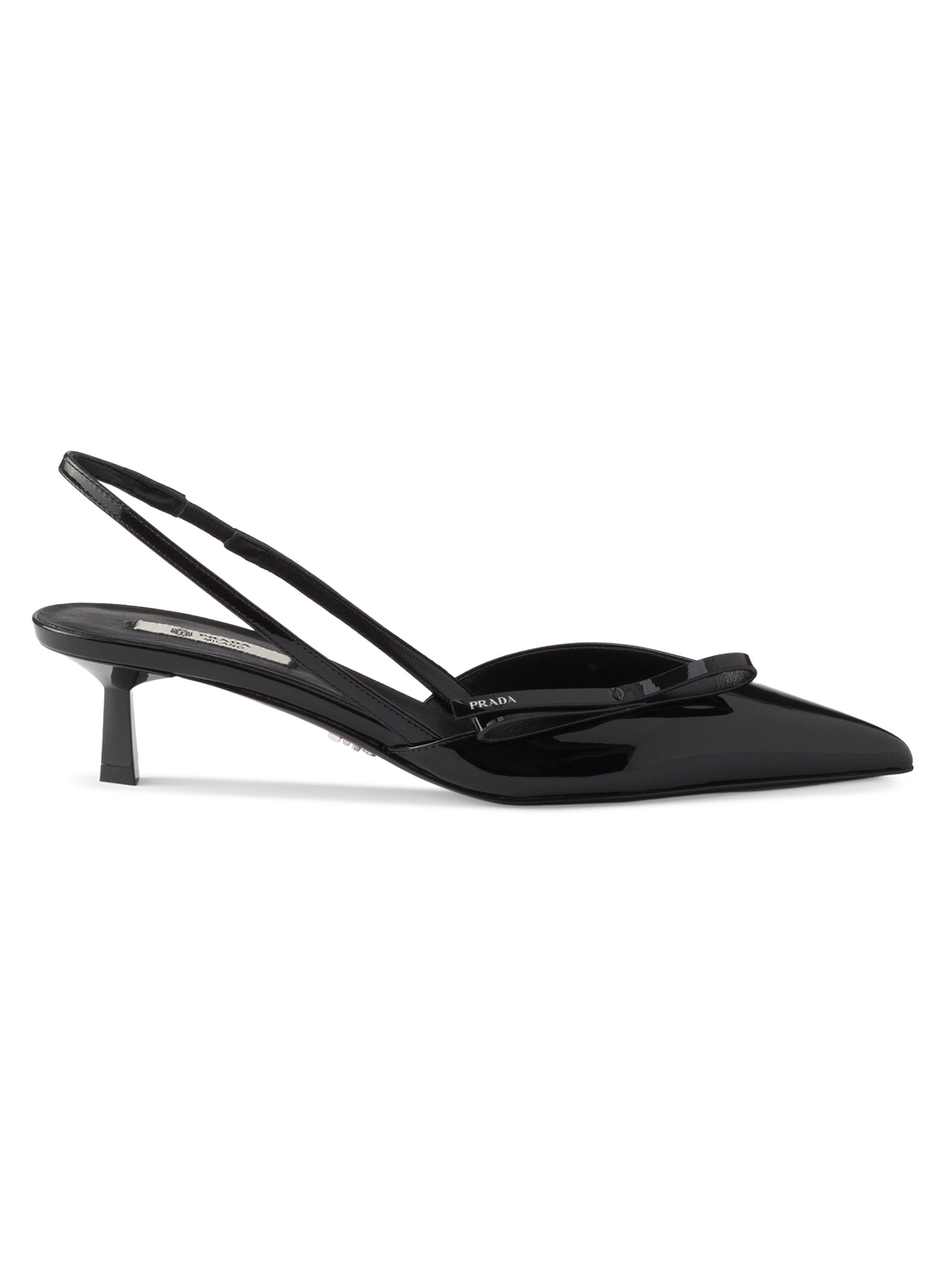 Prada Women's Patent Leather Slingback Pumps - Black