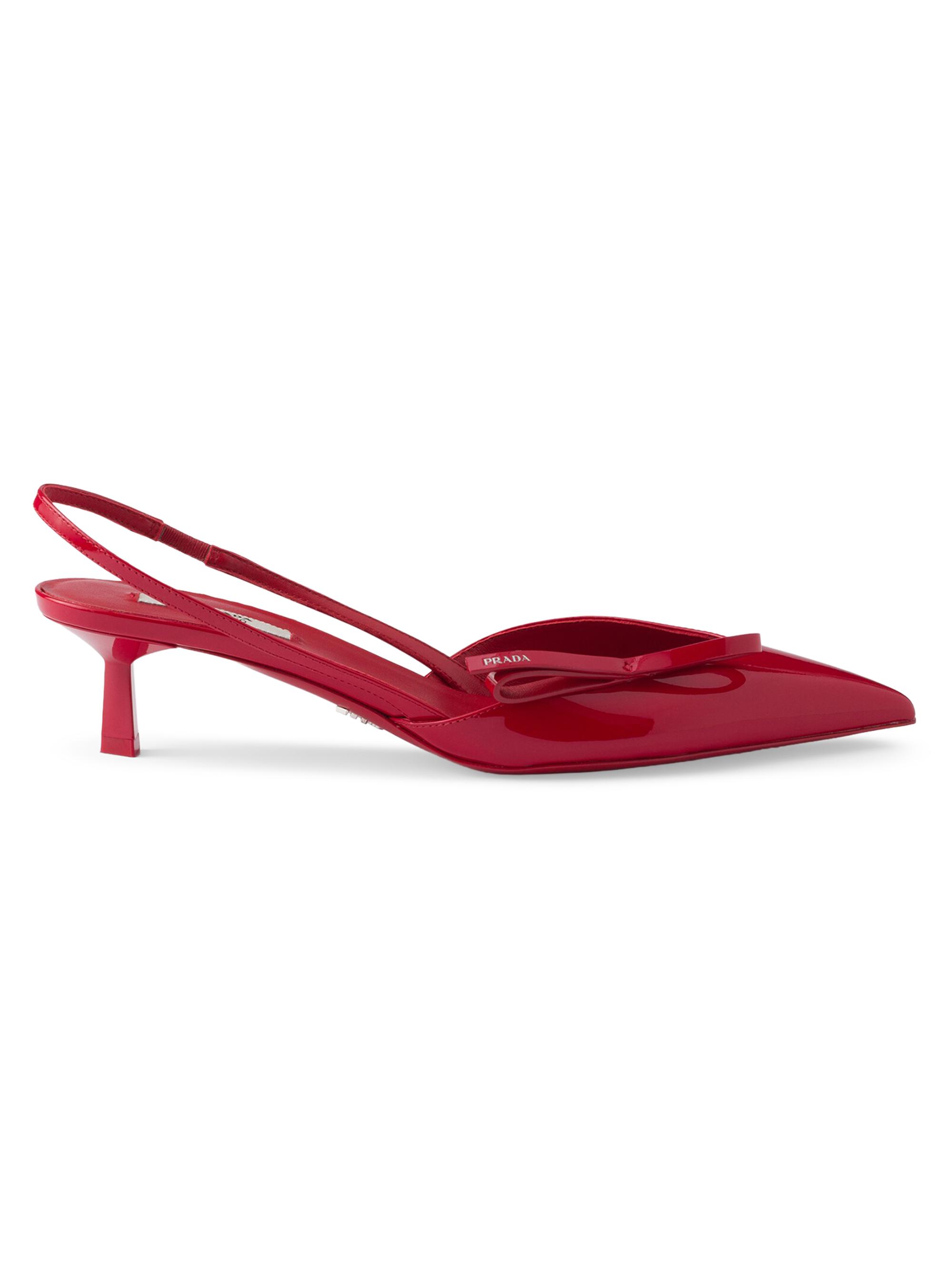 Prada Women's Patent Leather Slingback Pumps - Red