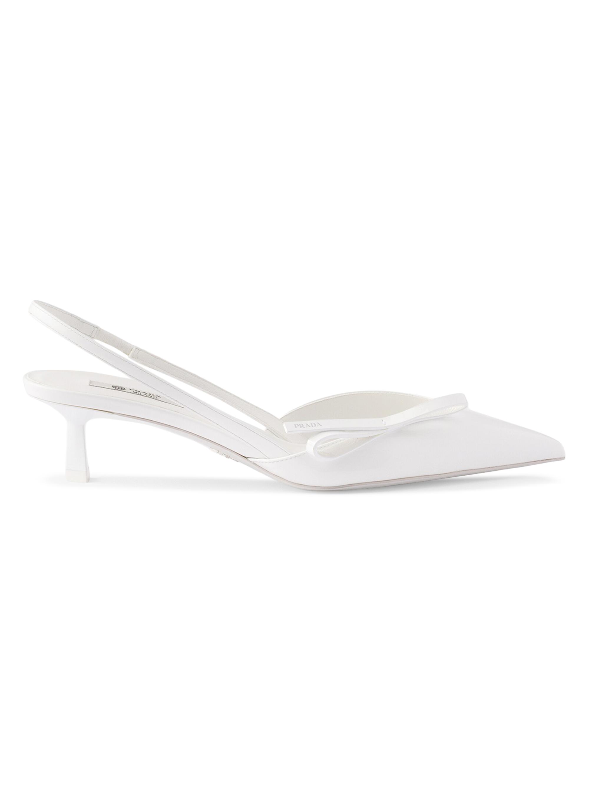 Prada Women's Patent Leather Slingback Pumps - White