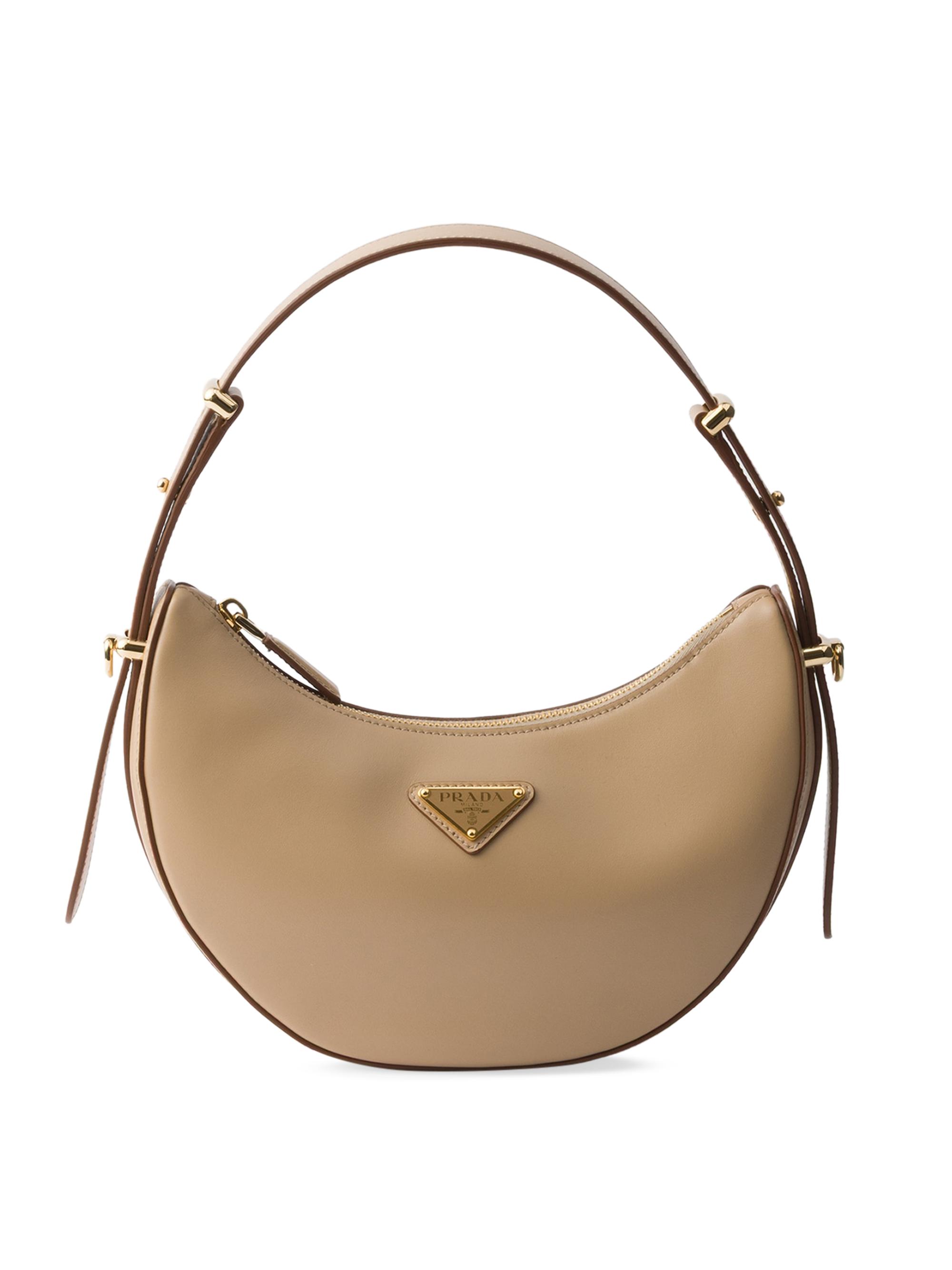 Prada Women's Arqué Mini Leather Shoulder Bag - Beige Khaki