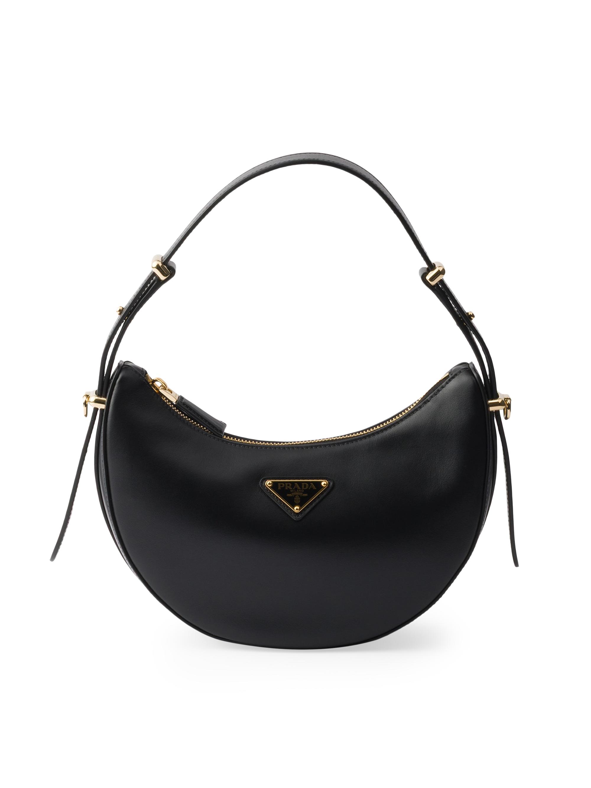 Prada Women's Arqué Mini Leather Shoulder Bag - Black