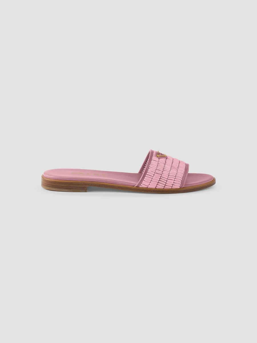 Prada Leather and Crochet Slides | Saks Fifth Avenue