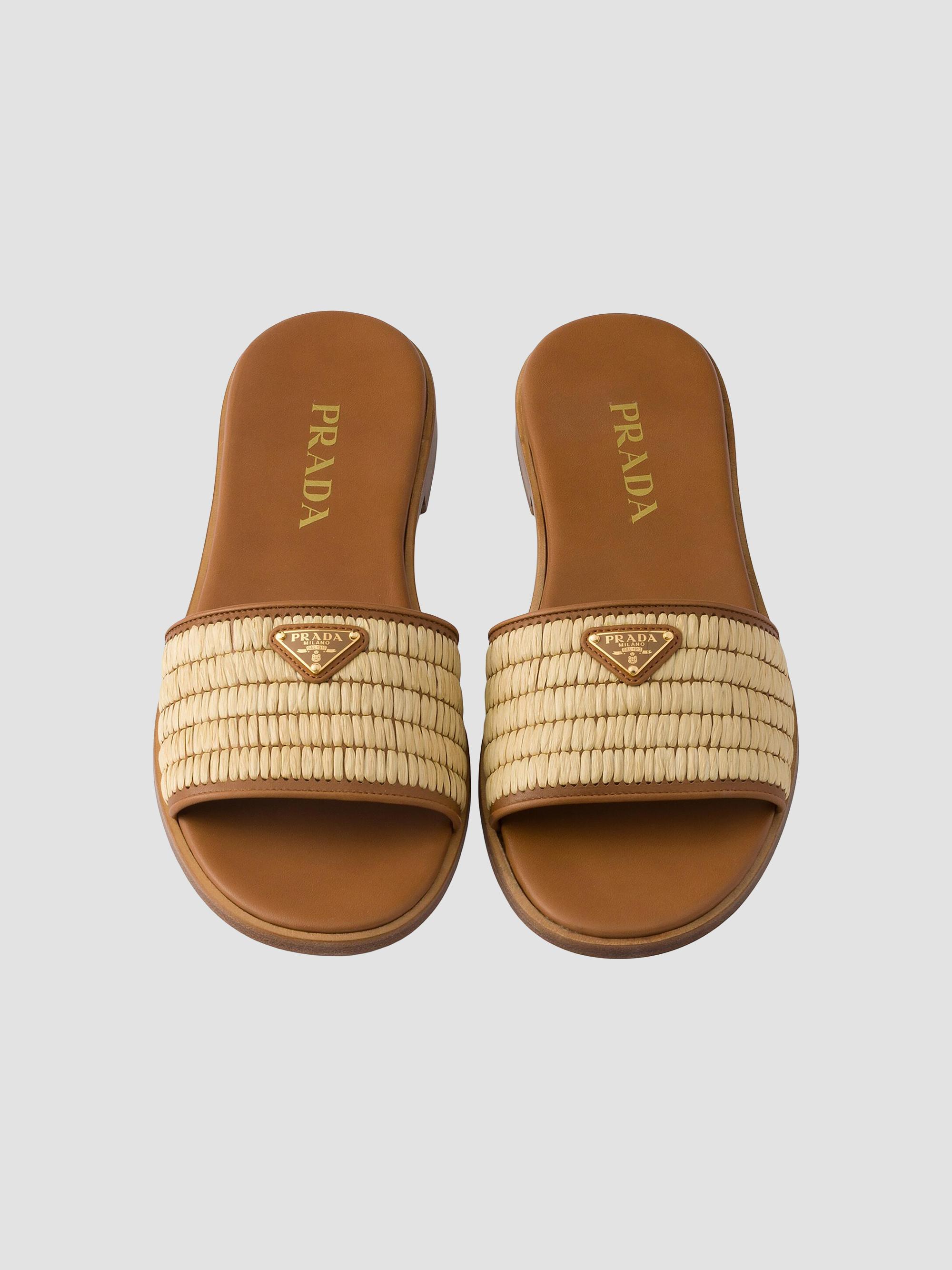 Prada Leather and Crochet Slides | Saks Fifth Avenue