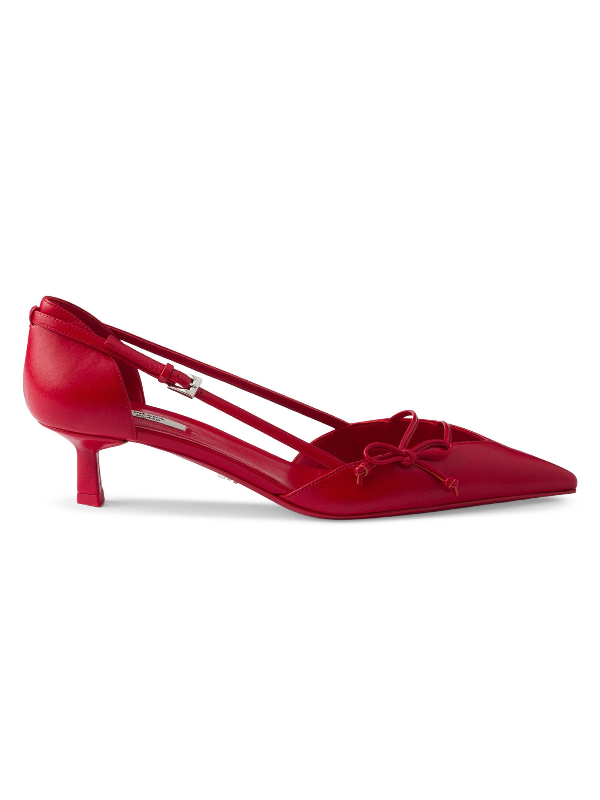 Prada Women's Open-Side Leather Pumps - Red
