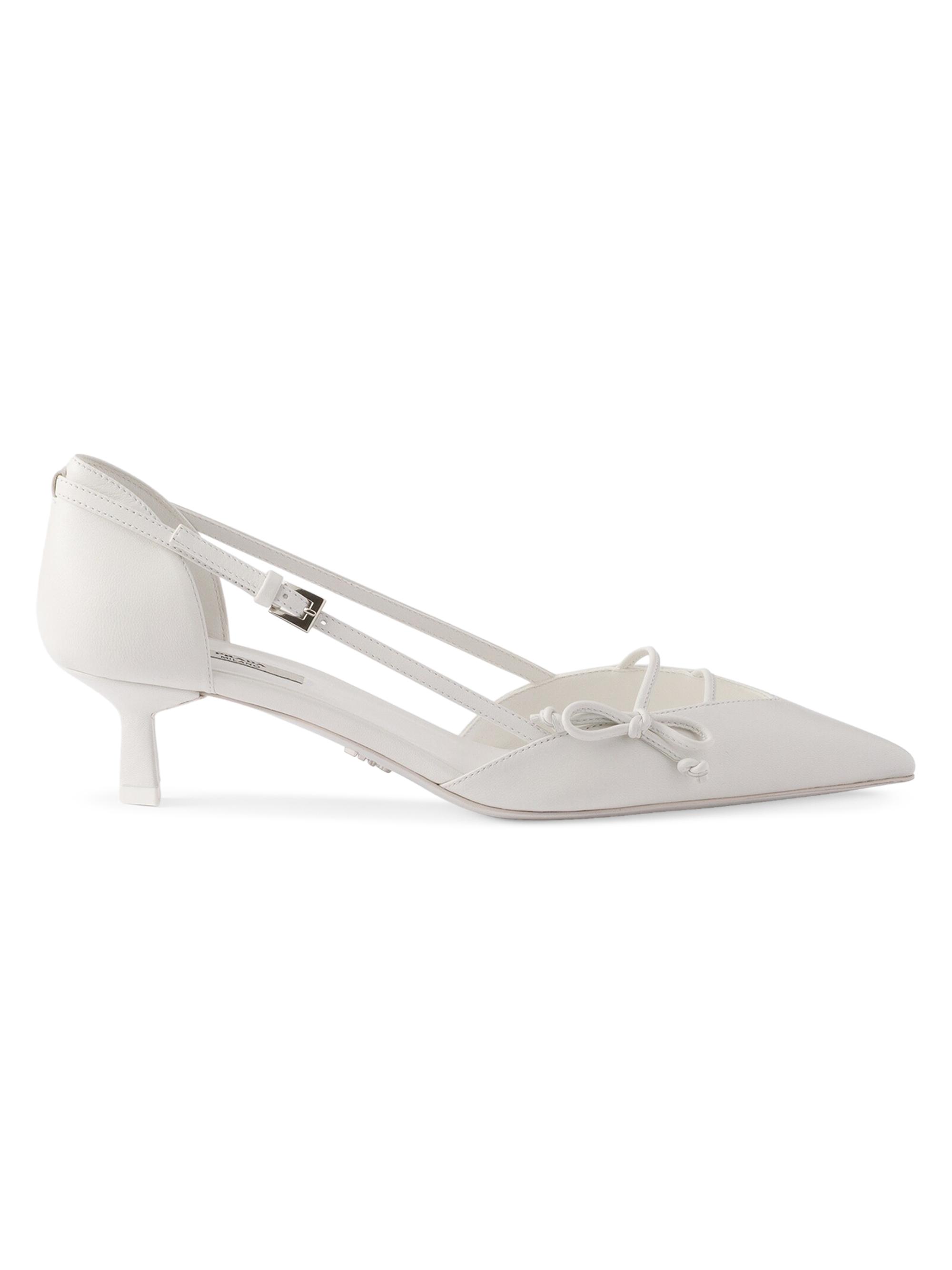 Prada Women's Open-Side Leather Pumps - White