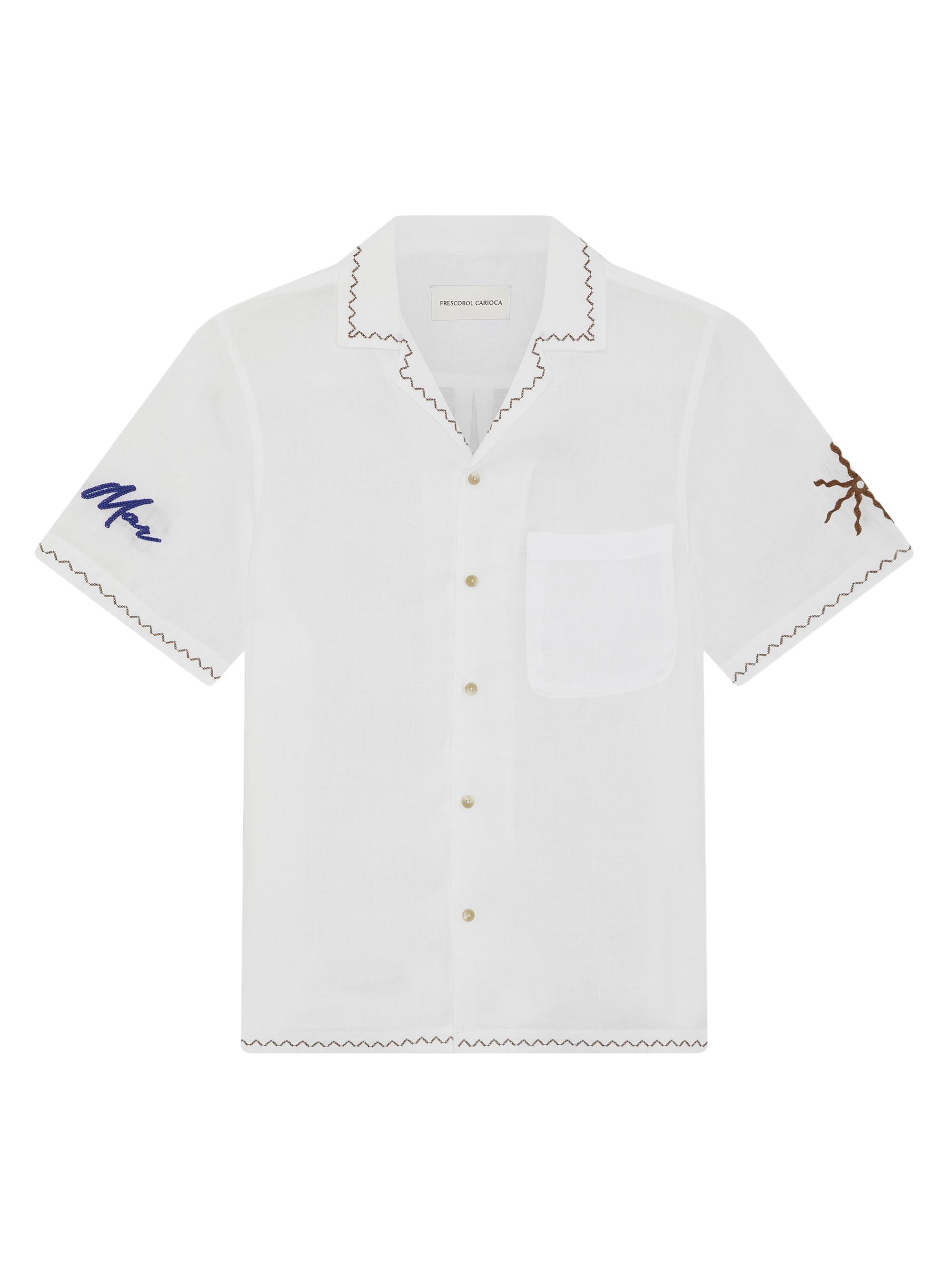 Frescobol Carioca Men's Alves Sol Y Mar-Embroidered Linen Shirt - White
