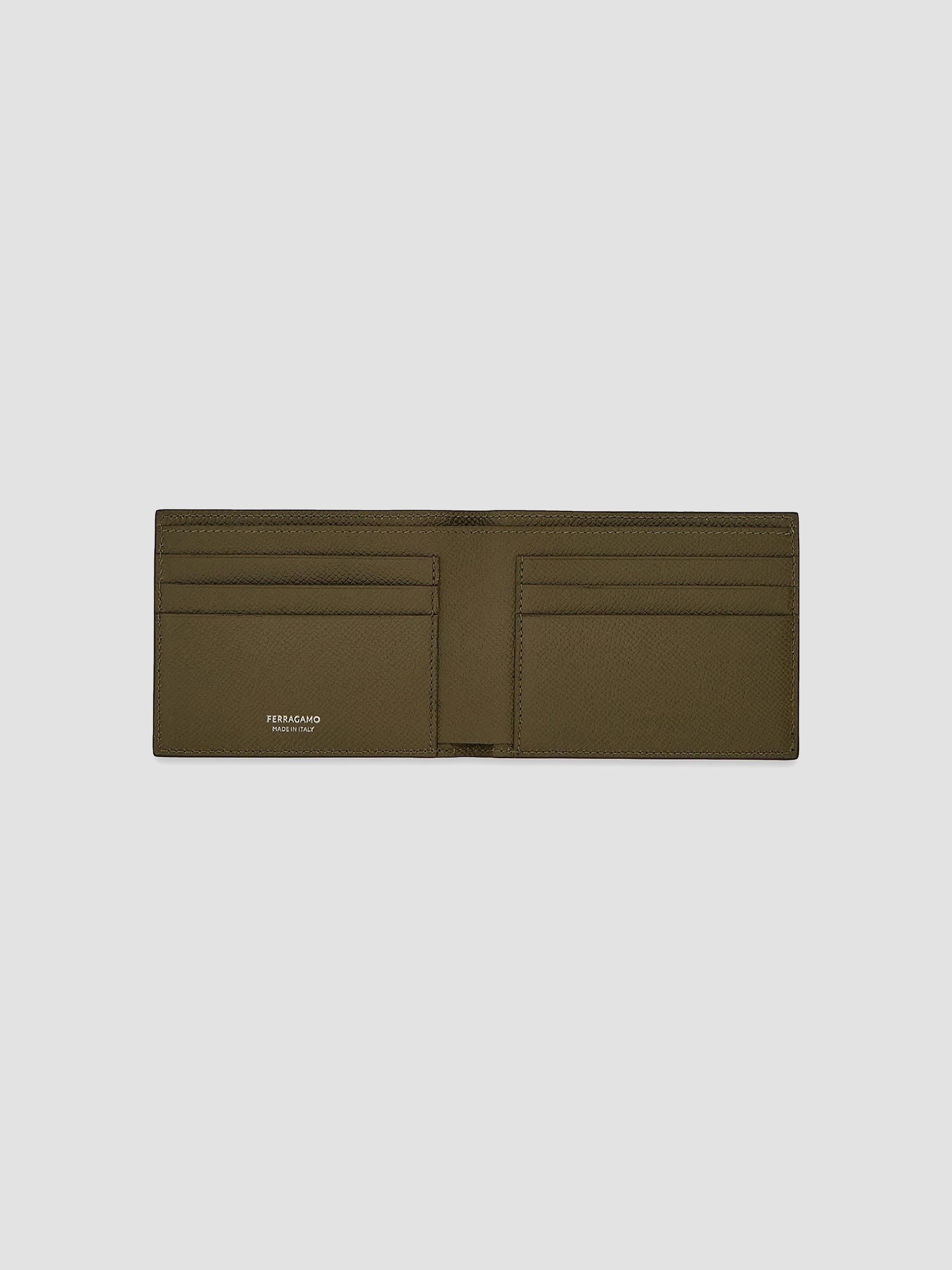 FERRAGAMO Men's Gancio Leather Card Case - Olive Nero | Thumbnail 2