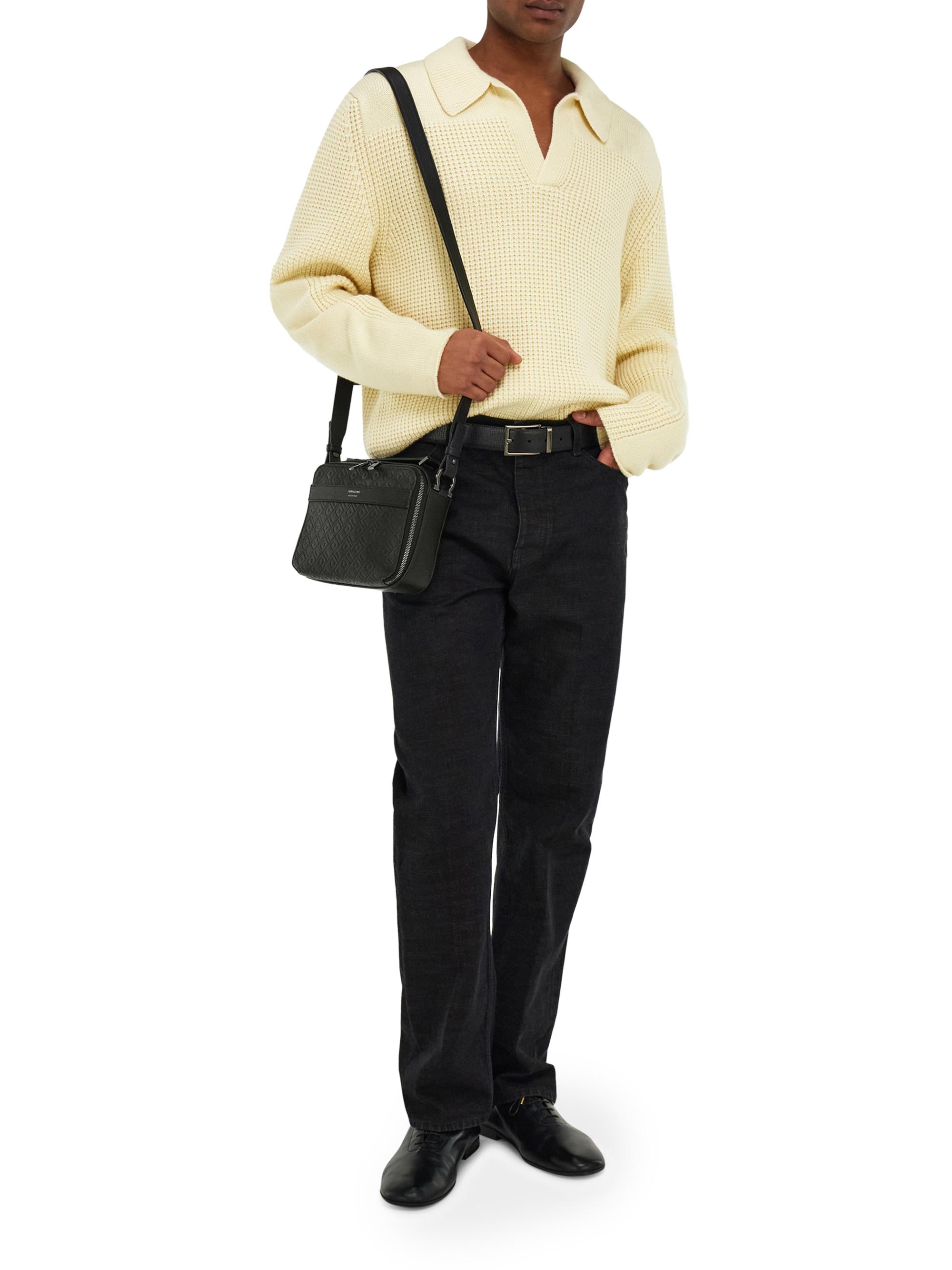 FERRAGAMO Men's Embossed Leather Shoulder Bag - Nero