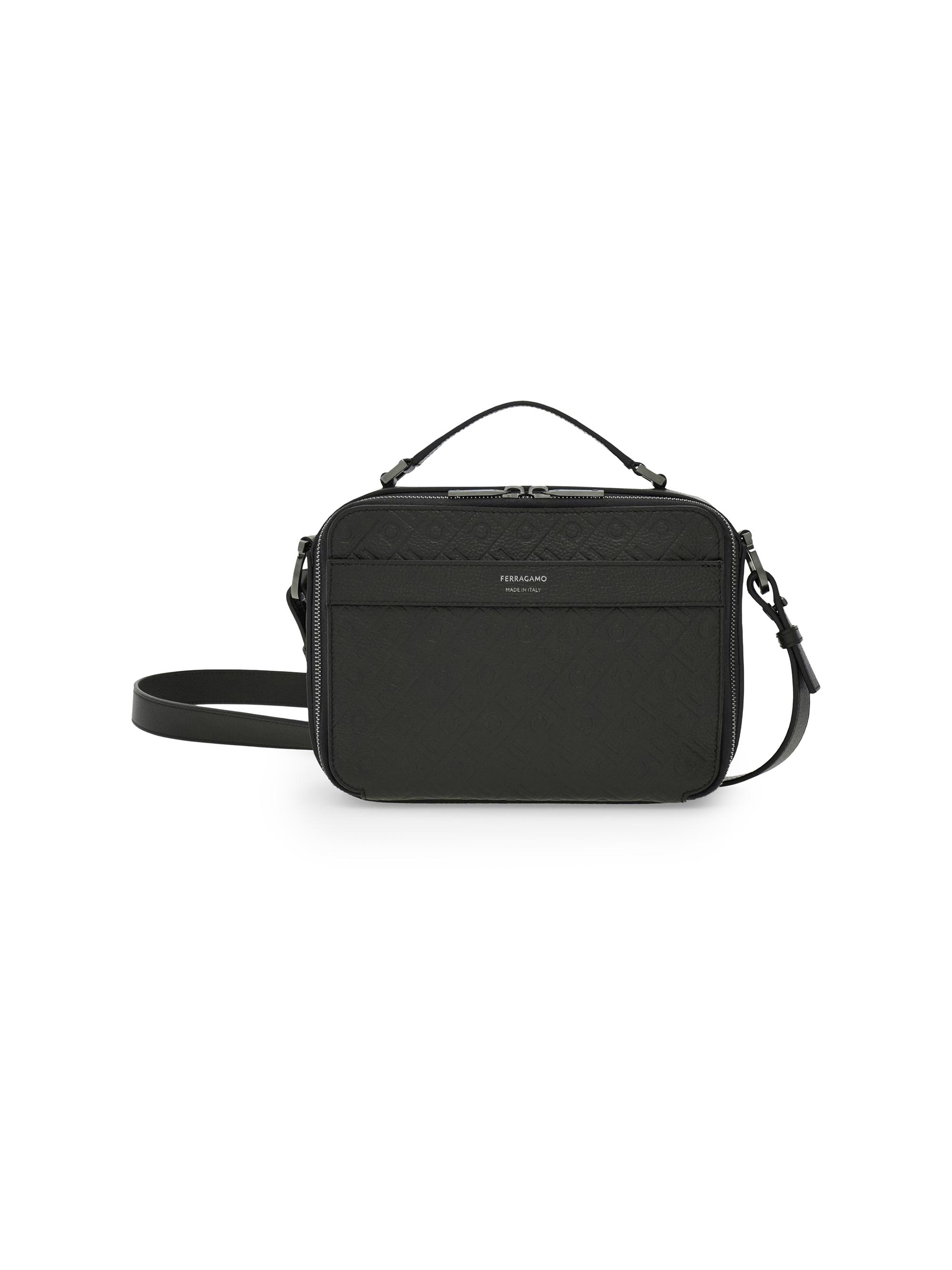 FERRAGAMO Men's Embossed Leather Shoulder Bag - Nero | Thumbnail 5