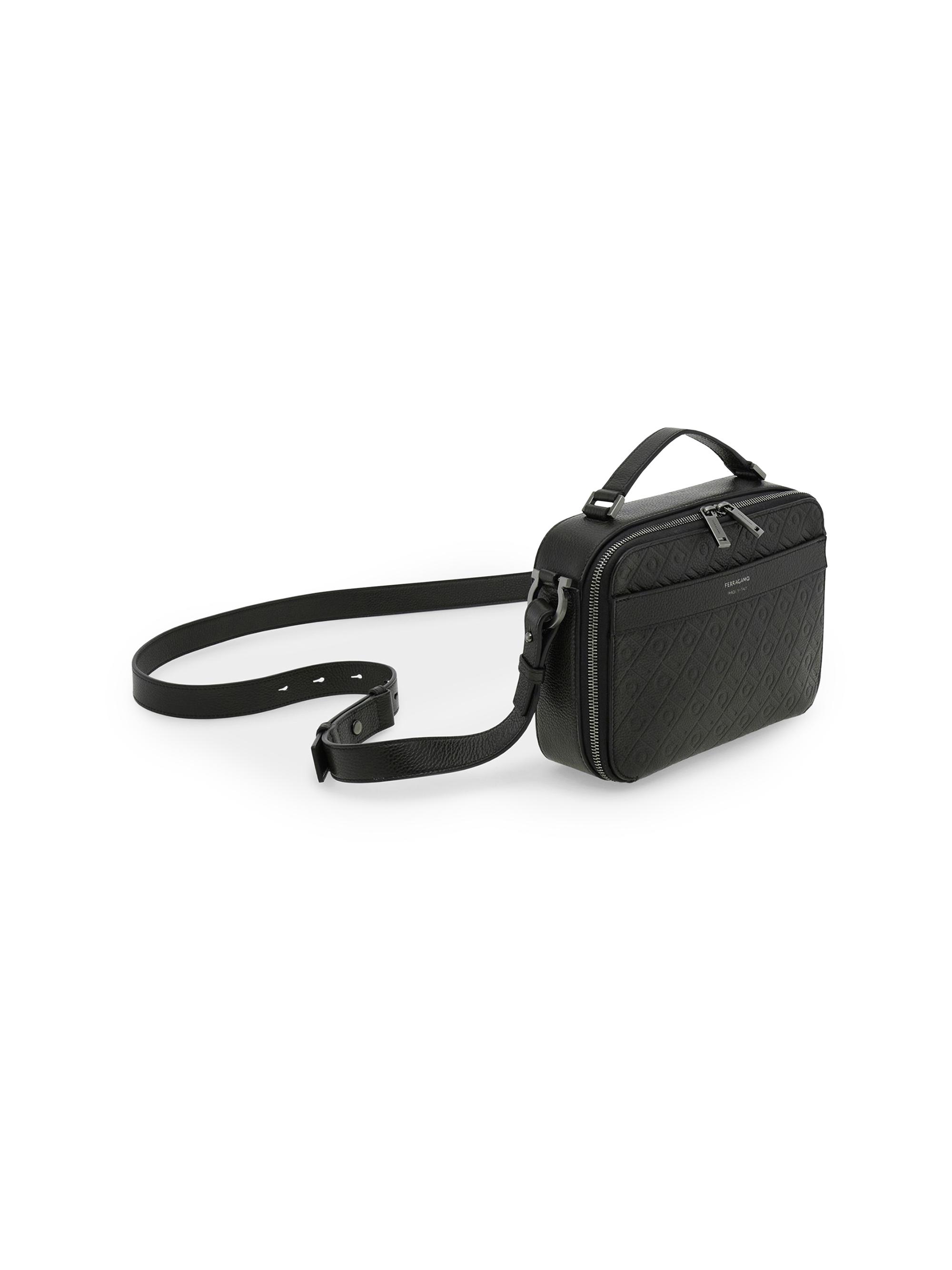 FERRAGAMO Men's Embossed Leather Shoulder Bag - Nero | Thumbnail 6