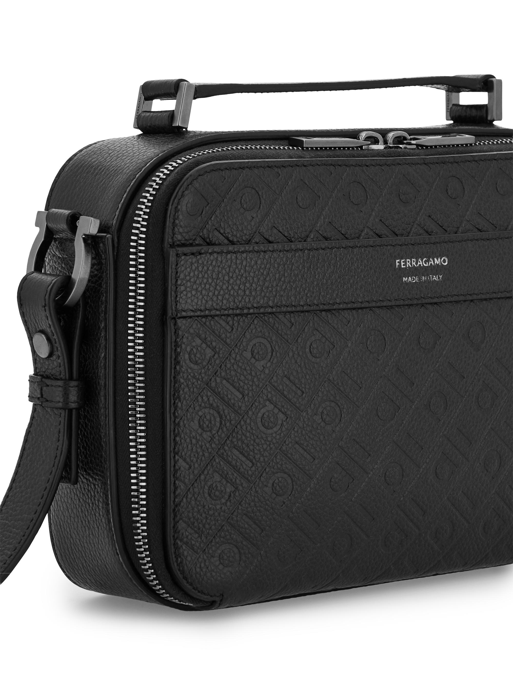 FERRAGAMO Men's Embossed Leather Shoulder Bag - Nero | Thumbnail 8