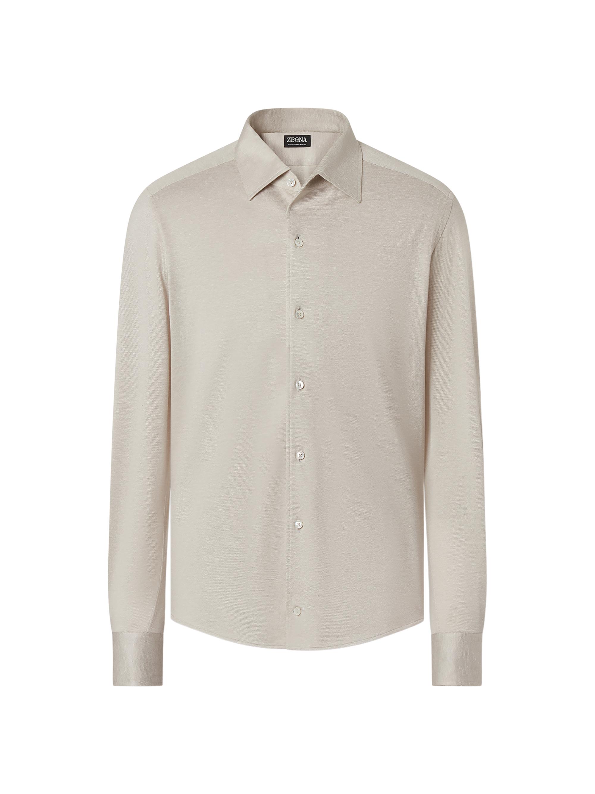 ZEGNA Men's Silk, Linen and Cotton Shirt - Light Taupe