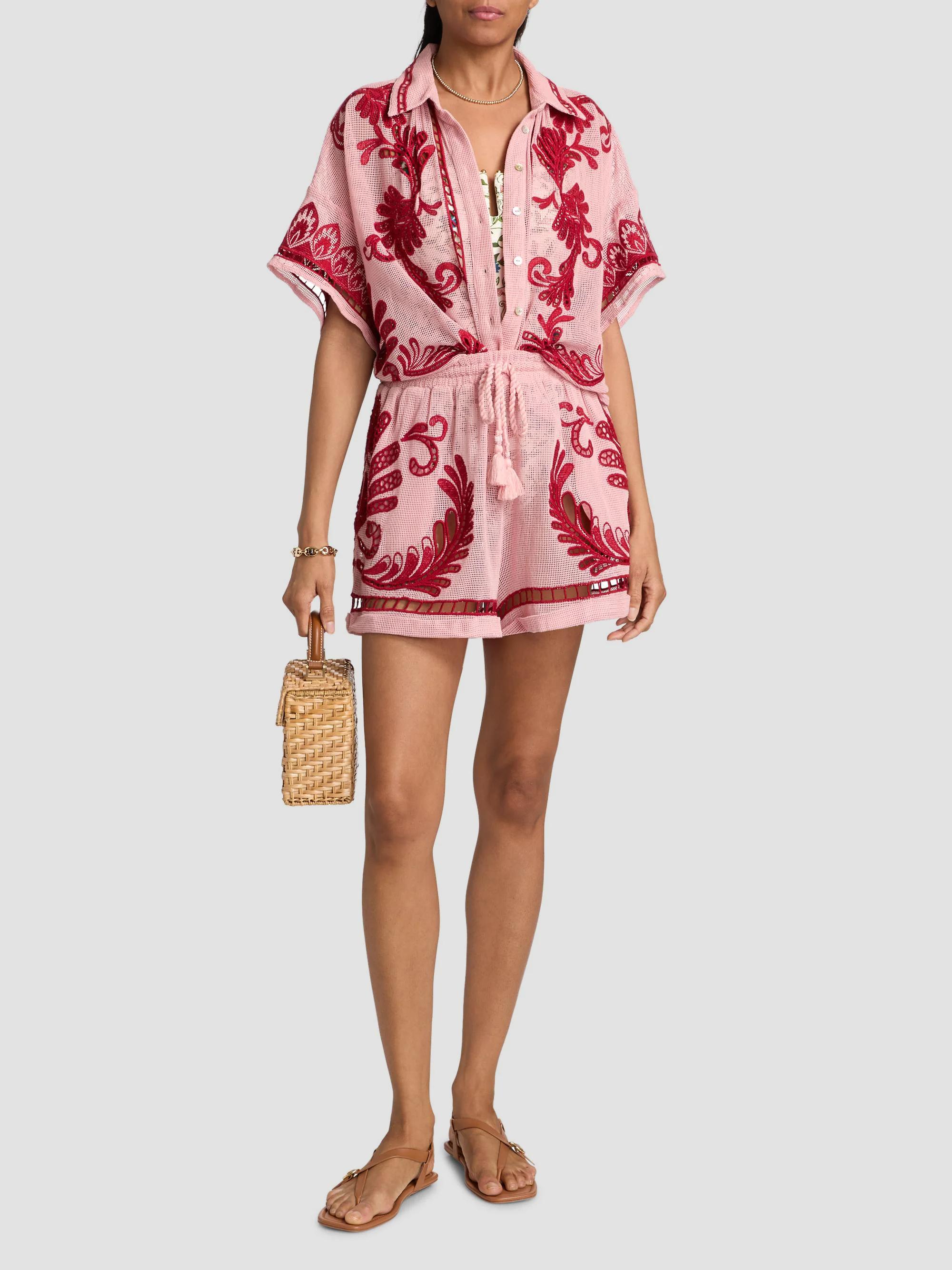Farm Rio Arabesc Cotton Netted Shorts | Saks Fifth Avenue