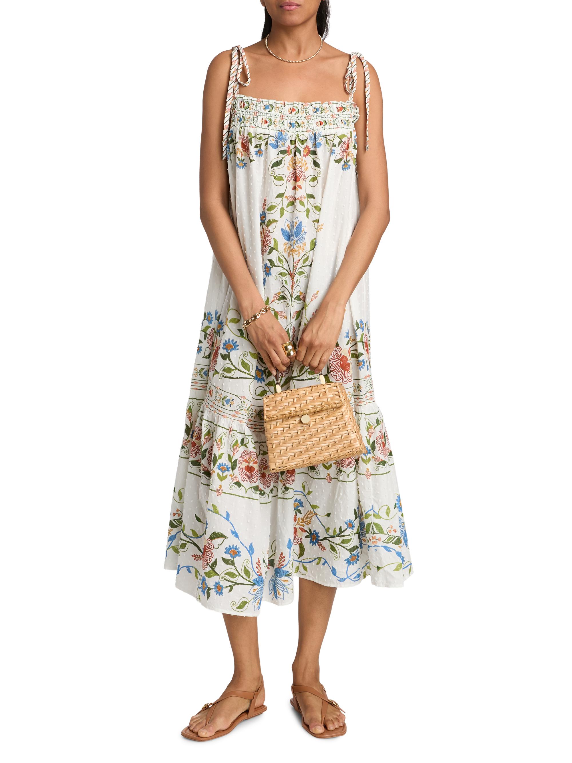 stitched garden cotton midi dress Farm Rio