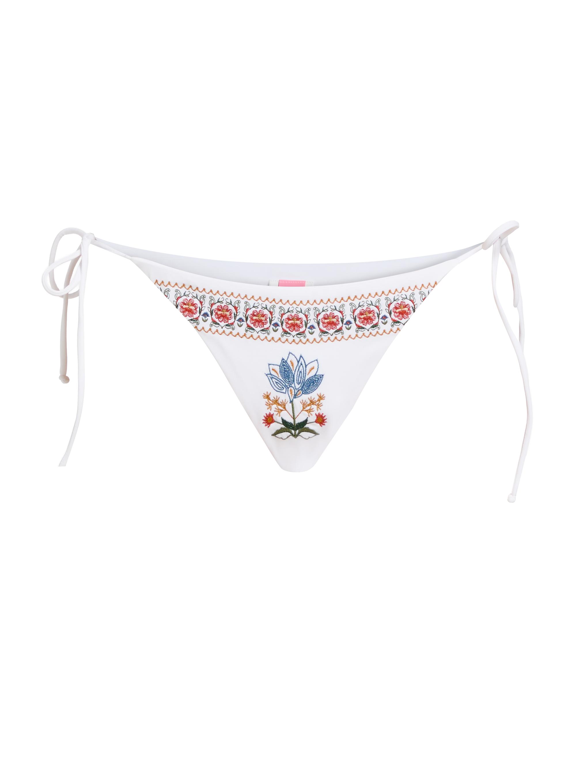 Farm Rio Women's Stitched Garden Side-Tie Bikini Bottom - Off White