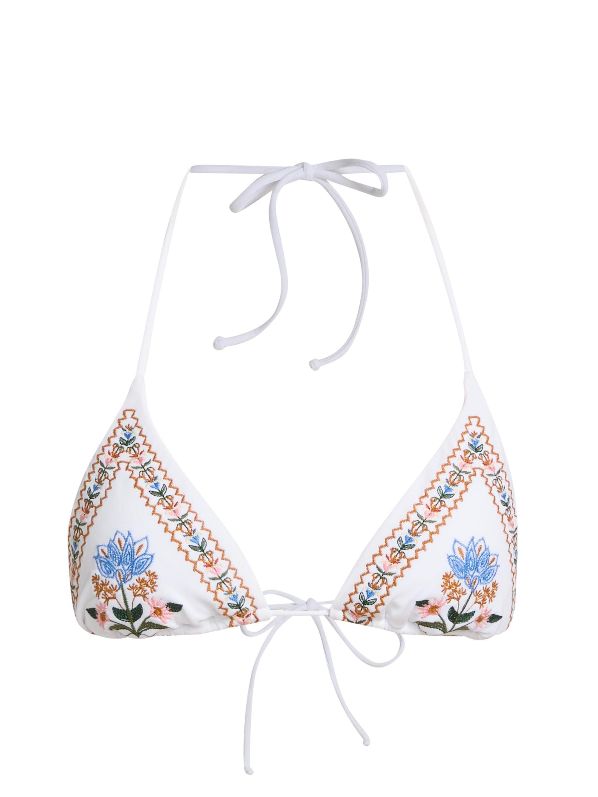 Farm Rio Women's Stitched Garden Triangle Bikini Top - Off White