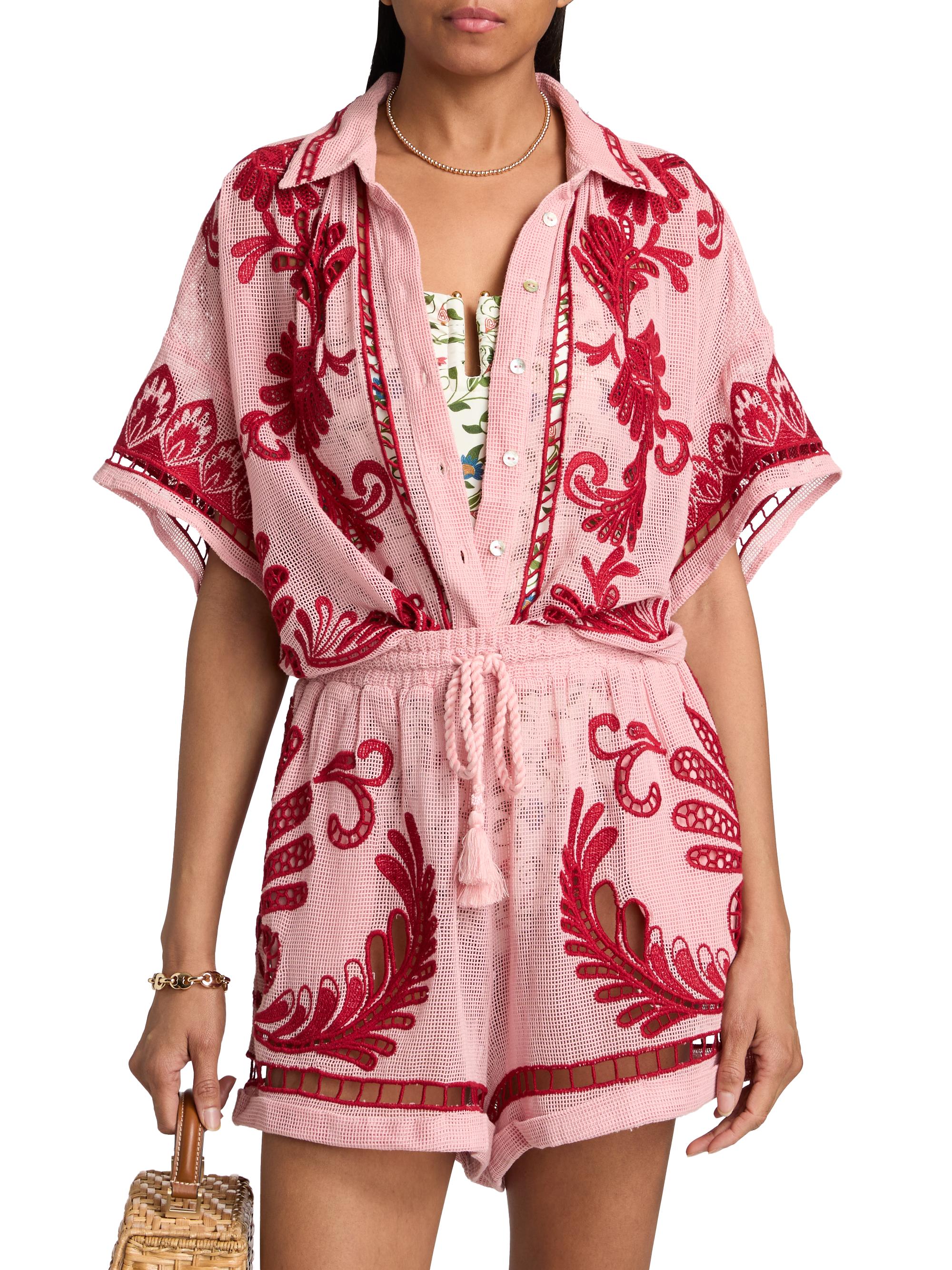 Farm Rio Arabesc Embroidered Blouse | Saks Fifth Avenue