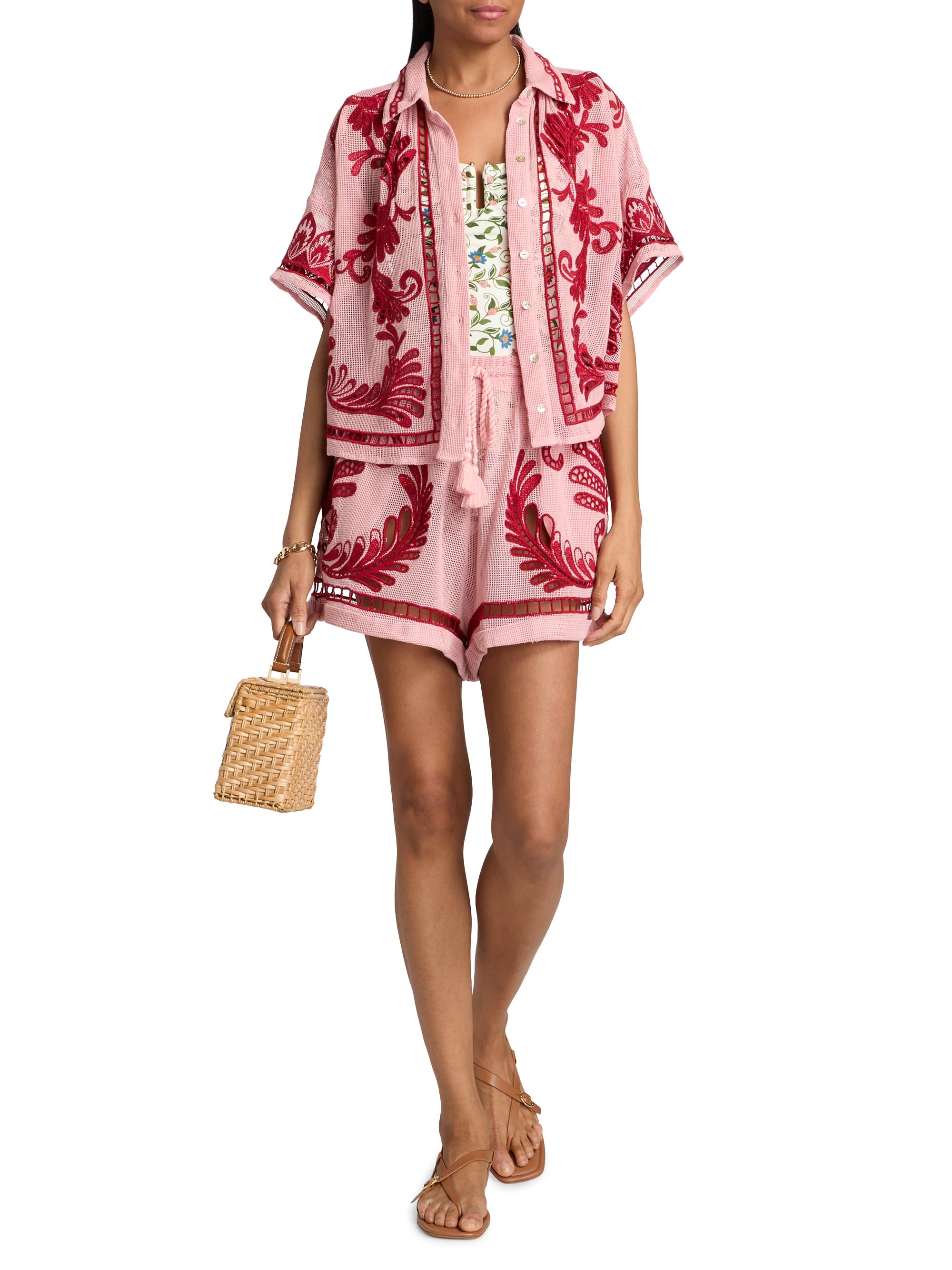 Farm Rio Arabesc Embroidered Blouse | Saks Fifth Avenue