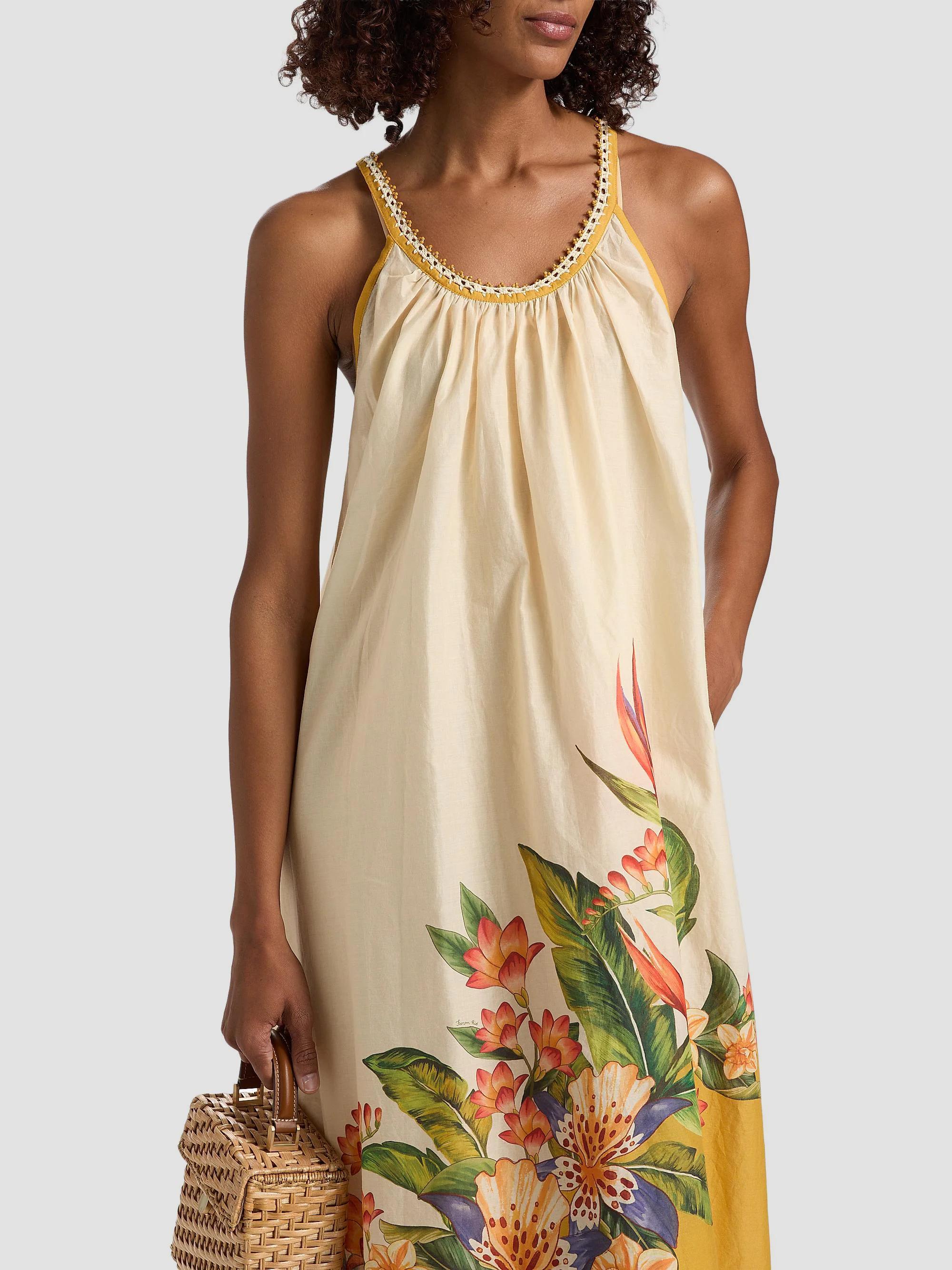 Farm Rio Hilo Crochet-Trim Maxi Dress | Saks Fifth Avenue