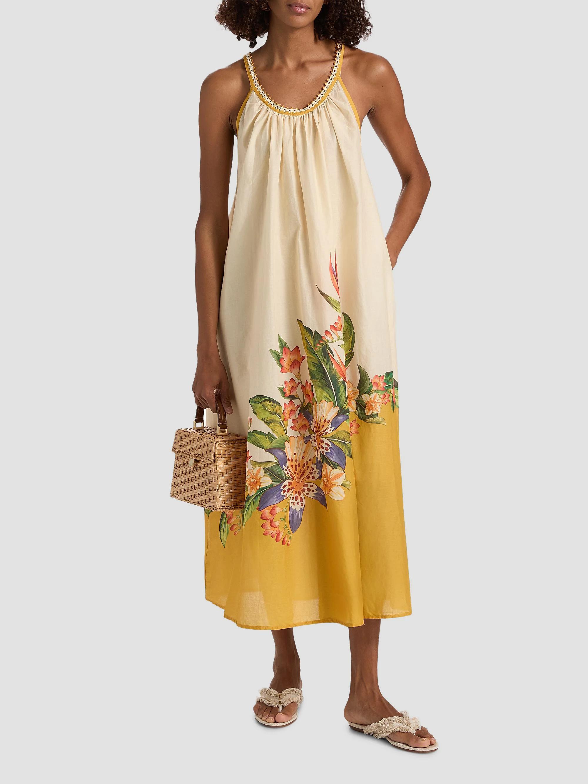 Farm Rio Hilo Crochet-Trim Maxi Dress