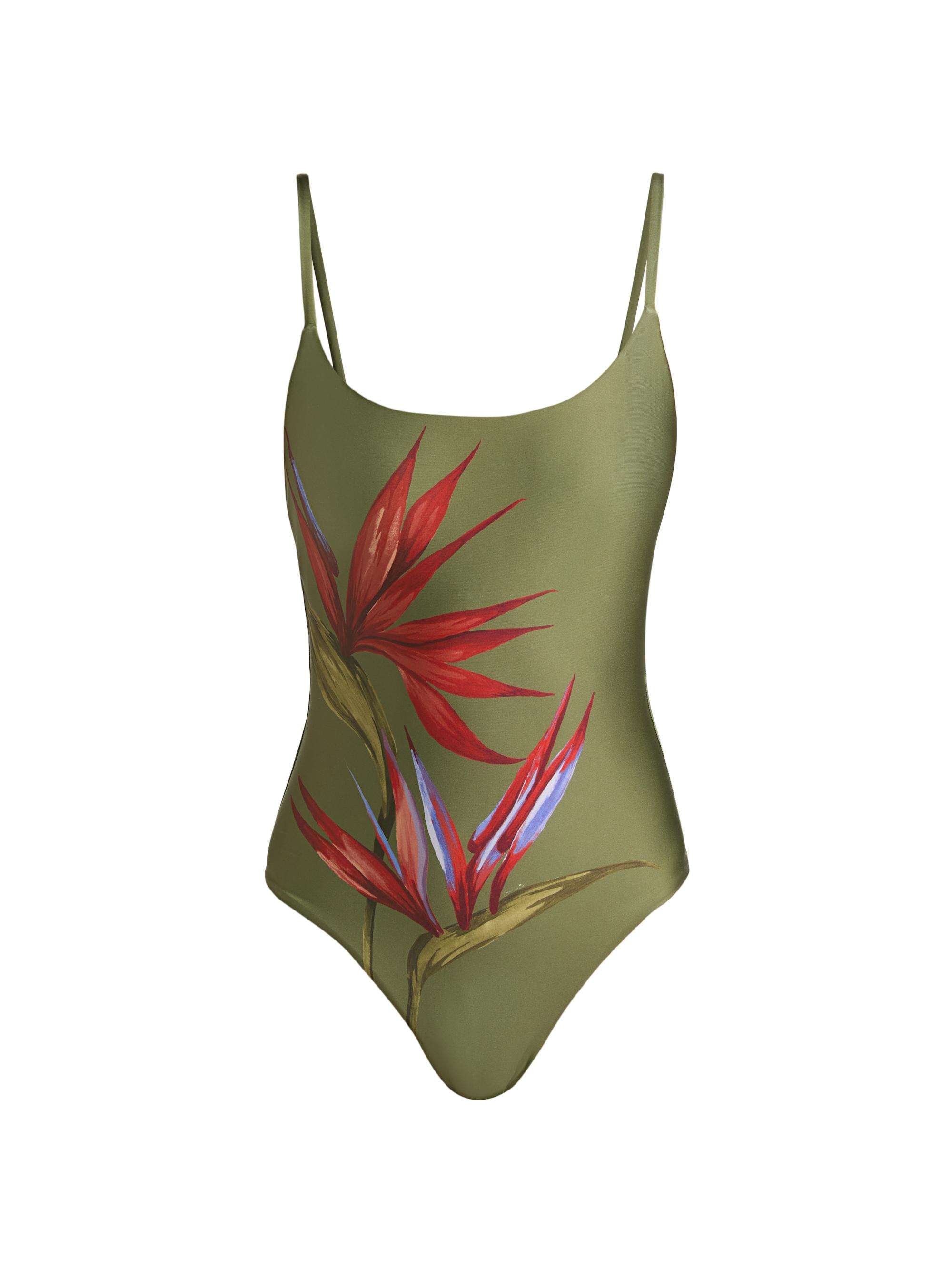 Farm Rio Women's Strilitzia One-Piece Swimsuit - Dark Green
