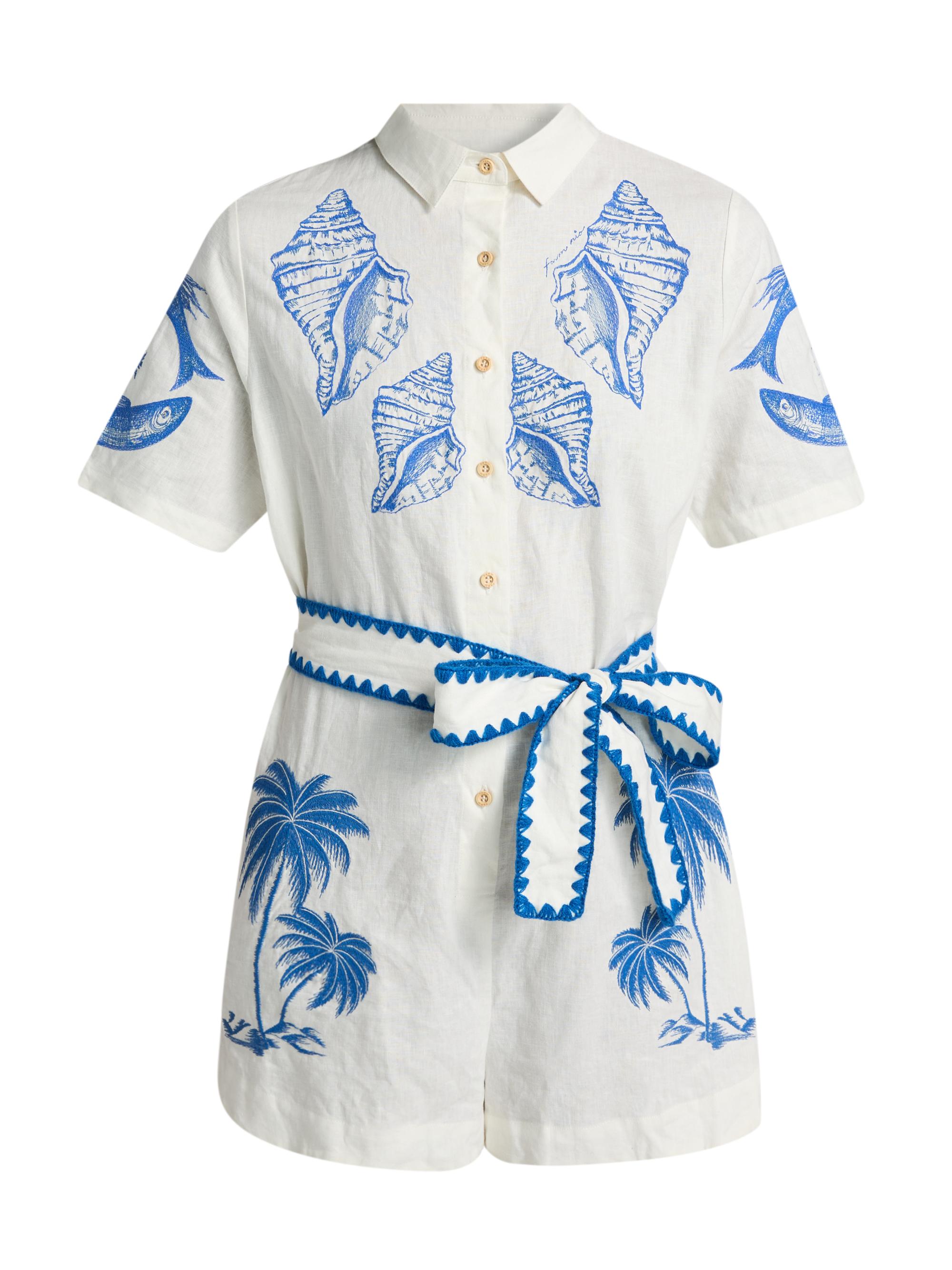 Farm Rio Women's Brasil Vintage Embroidered Romper - Off White
