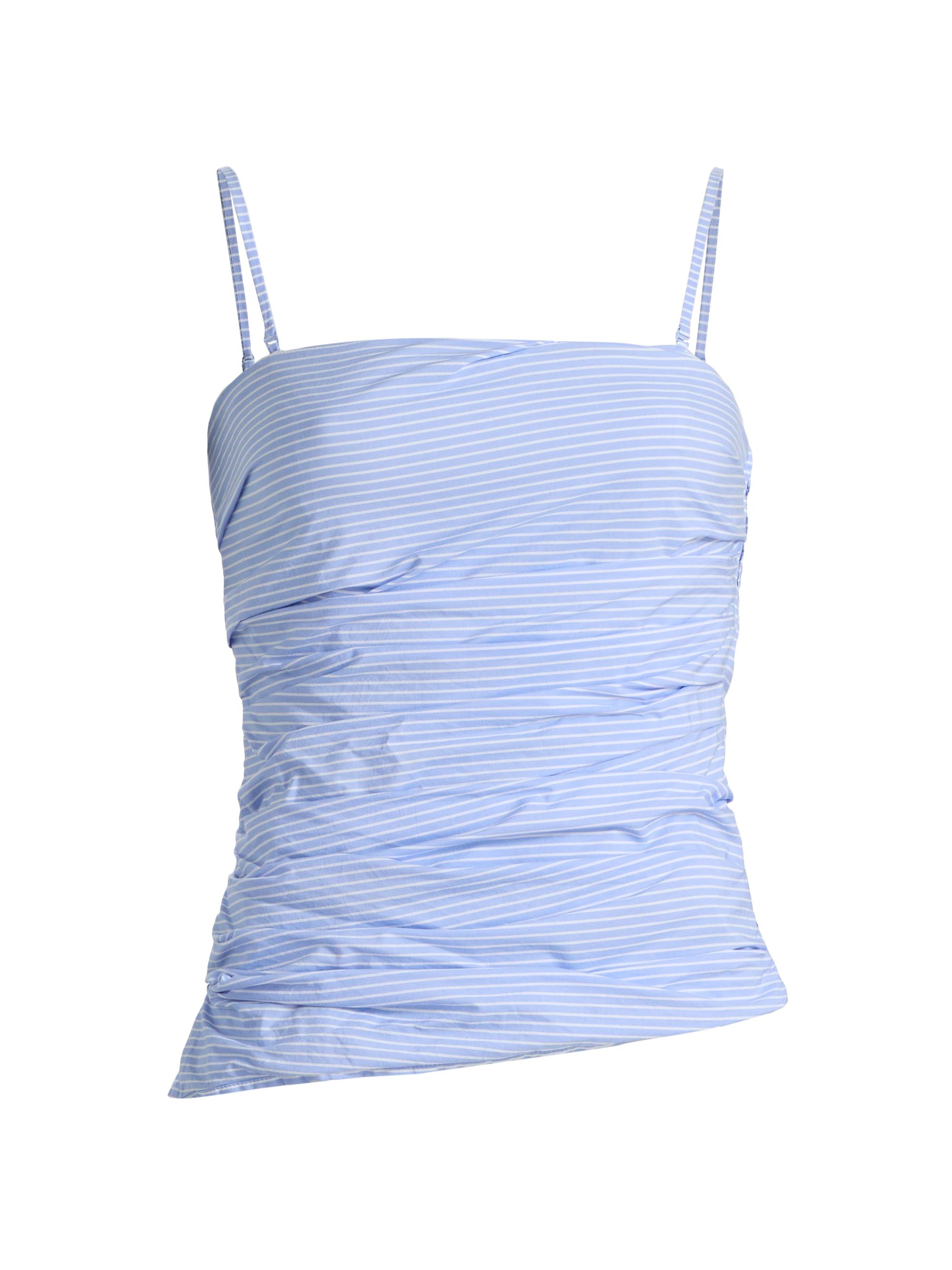 SIMKHAI Women's Emerson Ruched Bustier Top - Periwinkle Stripe