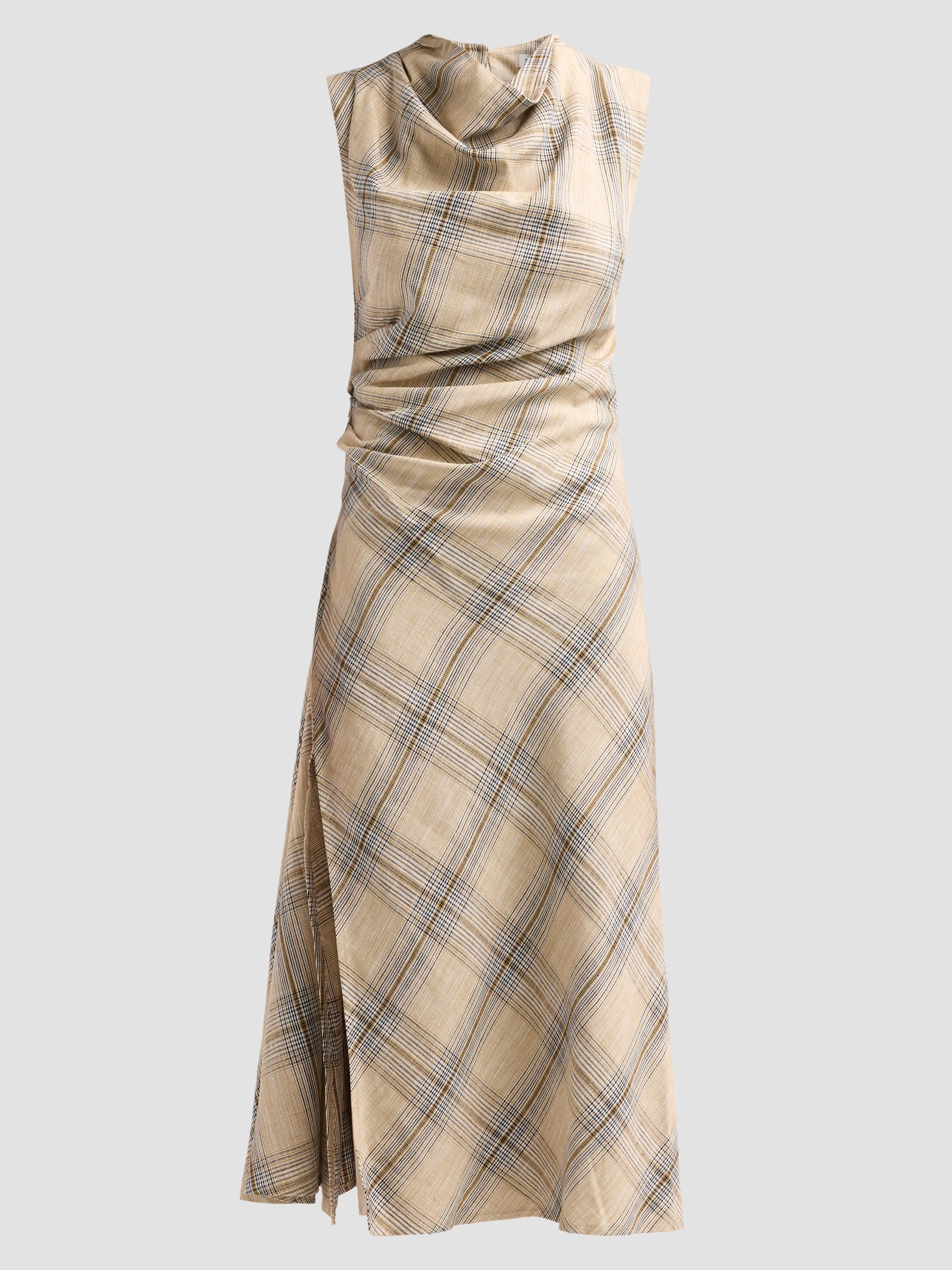 SIMKHAI Women's Burke Draped Midi Dress - Rattan Plaid | Thumbnail 6