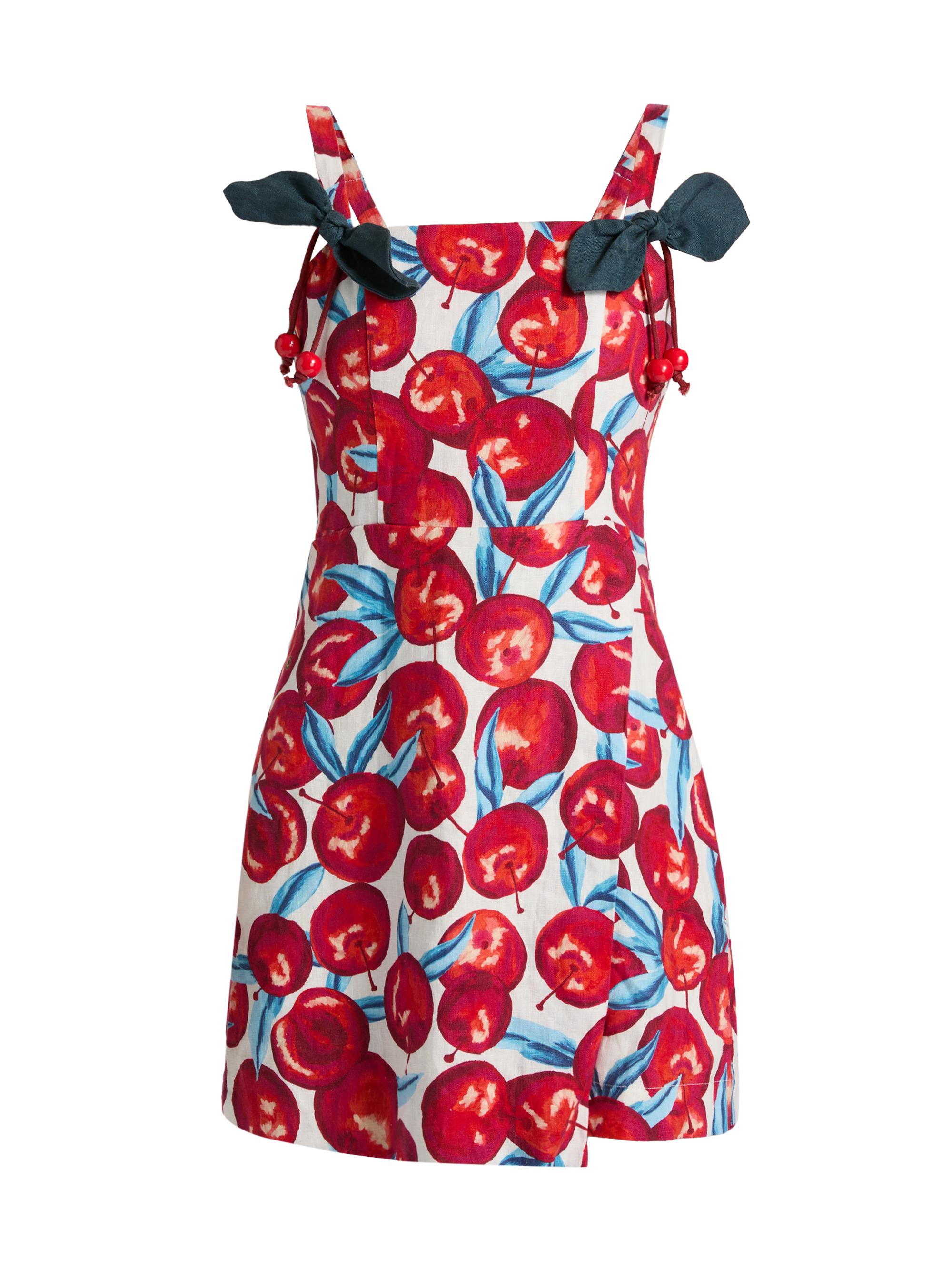 Farm Rio Women's Cherry Blossom Linen A-Line Minidress - Cream