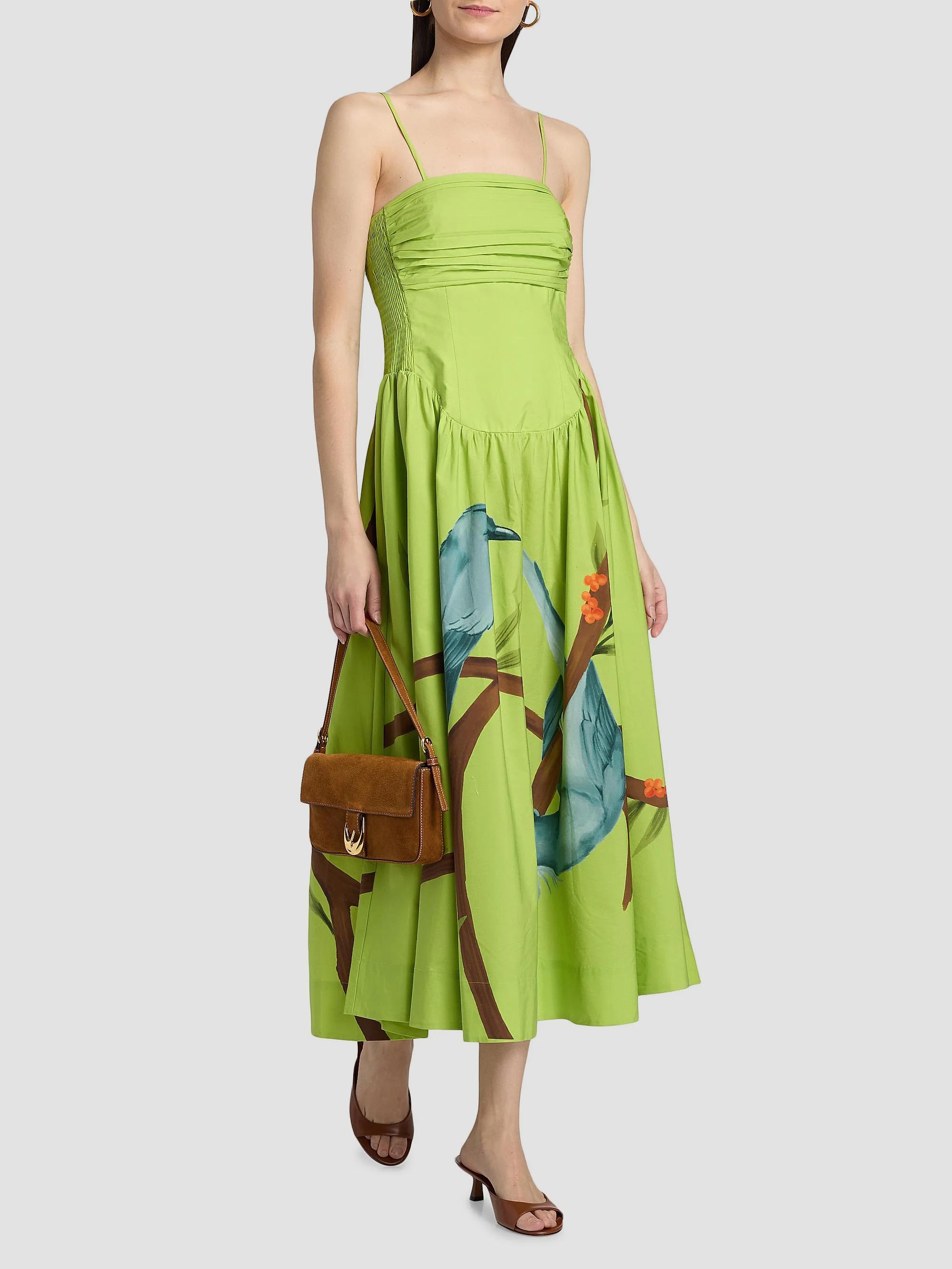 Farm Rio Bird Print Poplin Tea-Length Dress | Saks Fifth Avenue
