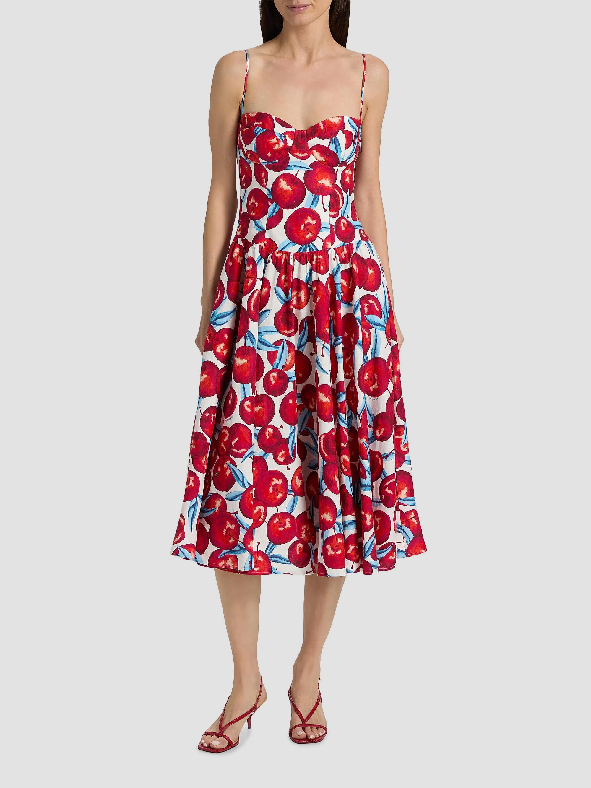 Farm Rio Printed Linen-Blend A-Line Midi-Dress | Saks Fifth Avenue