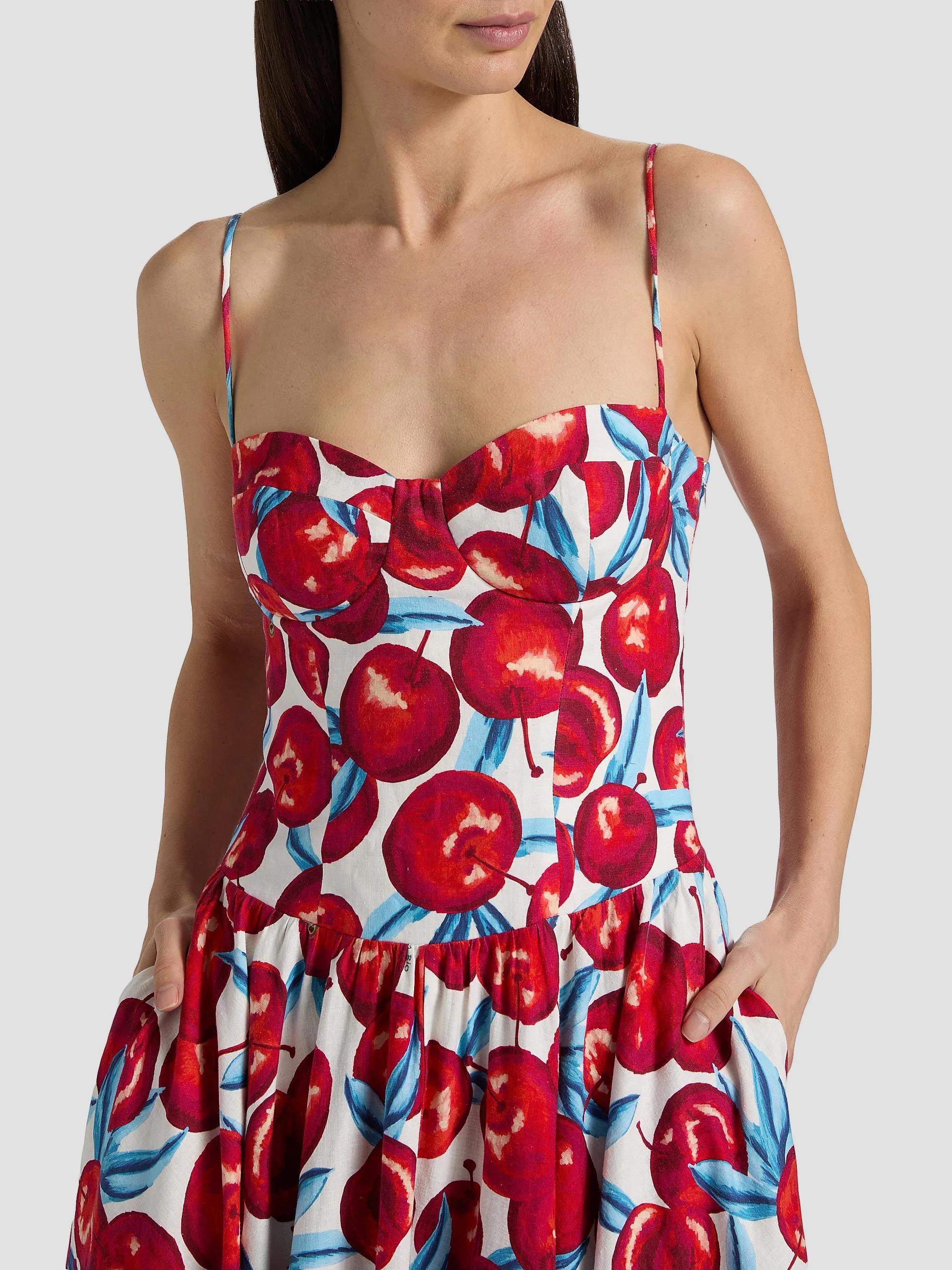 farm rio pop print a line dress Cherry Blossom Sleeveless Midi Euphoria Open Back Wedding Dresses Color:Gold* stretchy fabric ref.