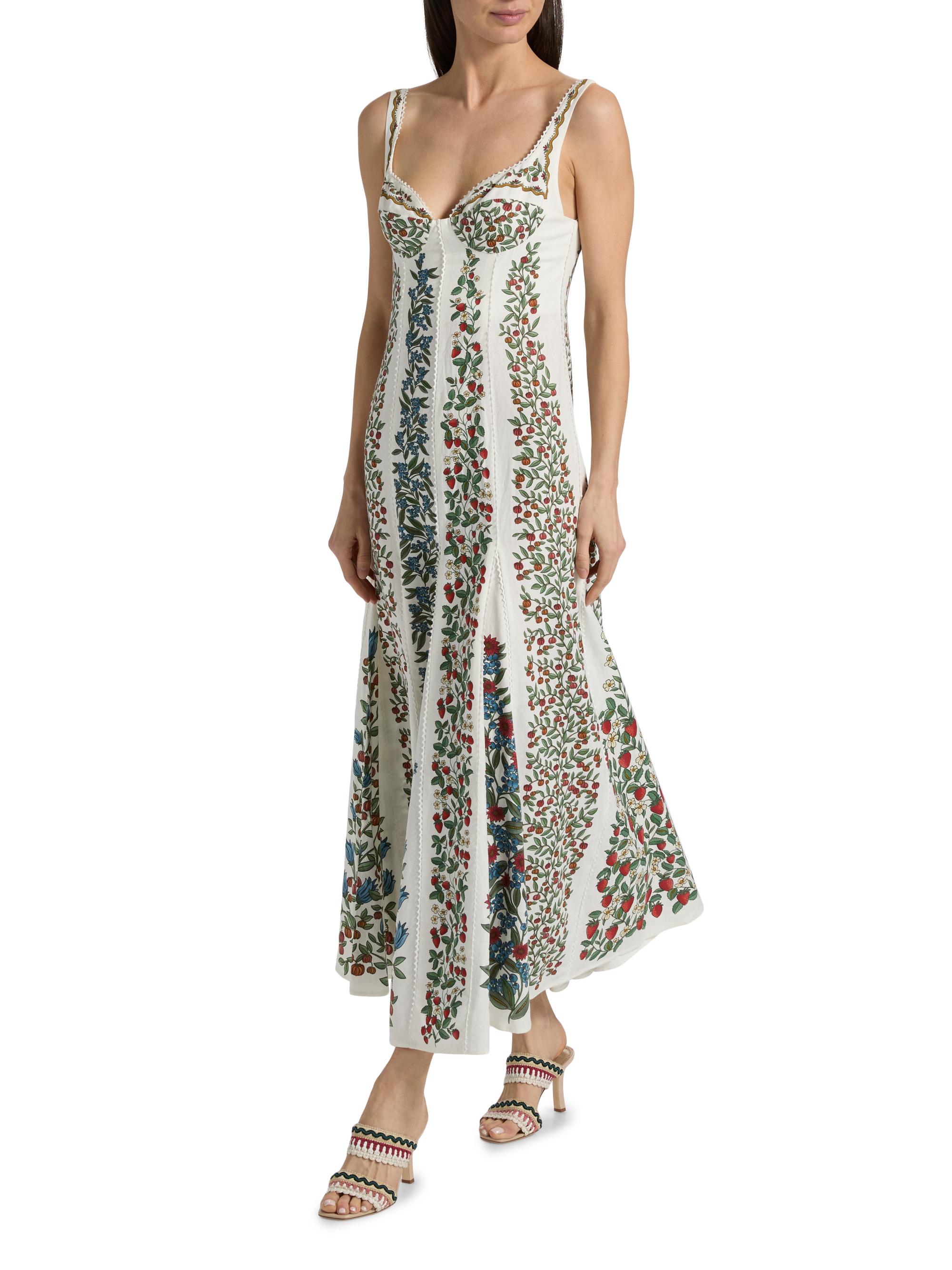 farm rio embroidered fruit maxi dress Fruit Beauty Faded Green Maxi Dress