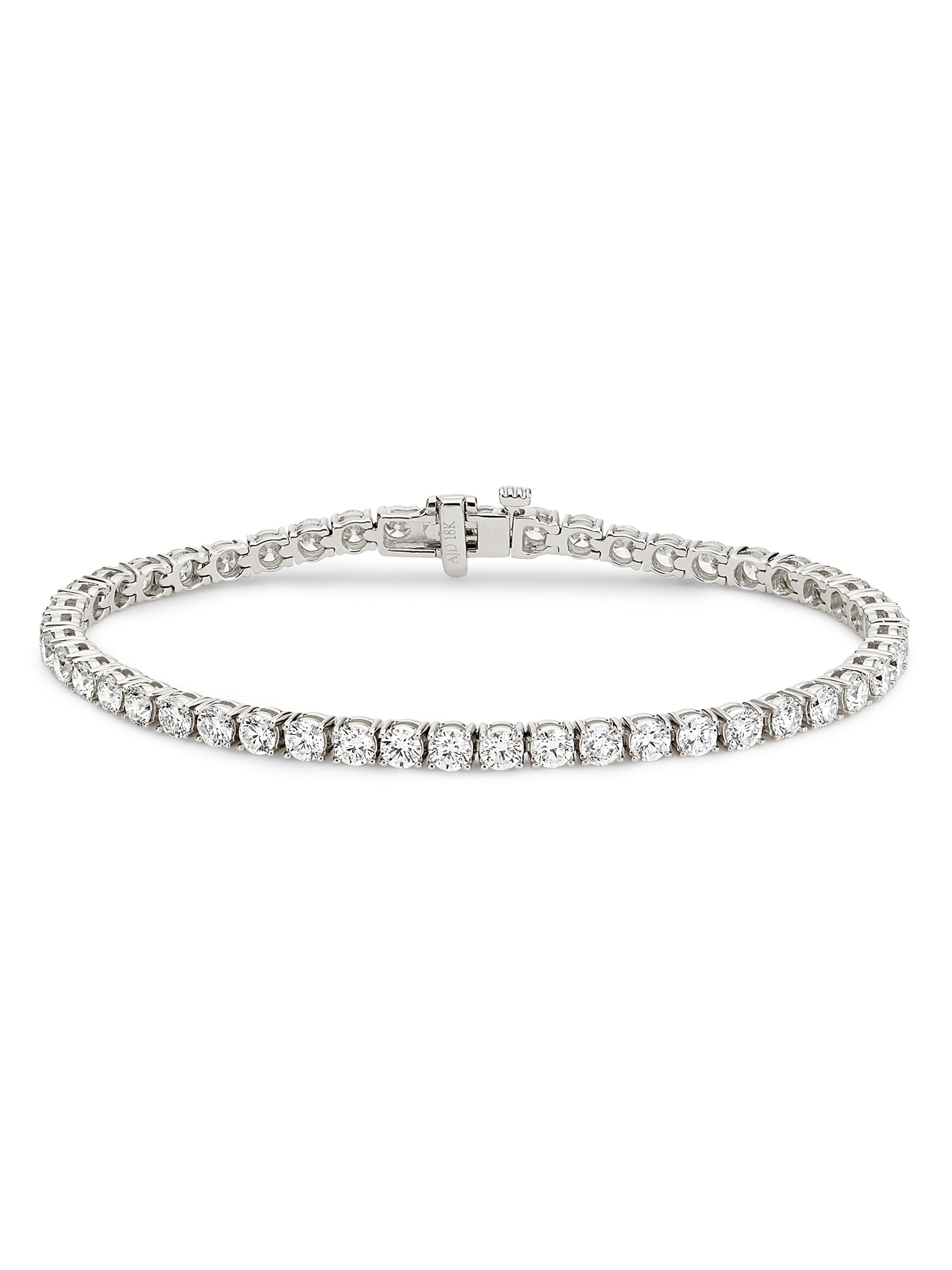 Saks Fifth Avenue Diamonds Women's 18K White Gold & 6.48 TCW Diamond Tennis Bracelet - White Gold