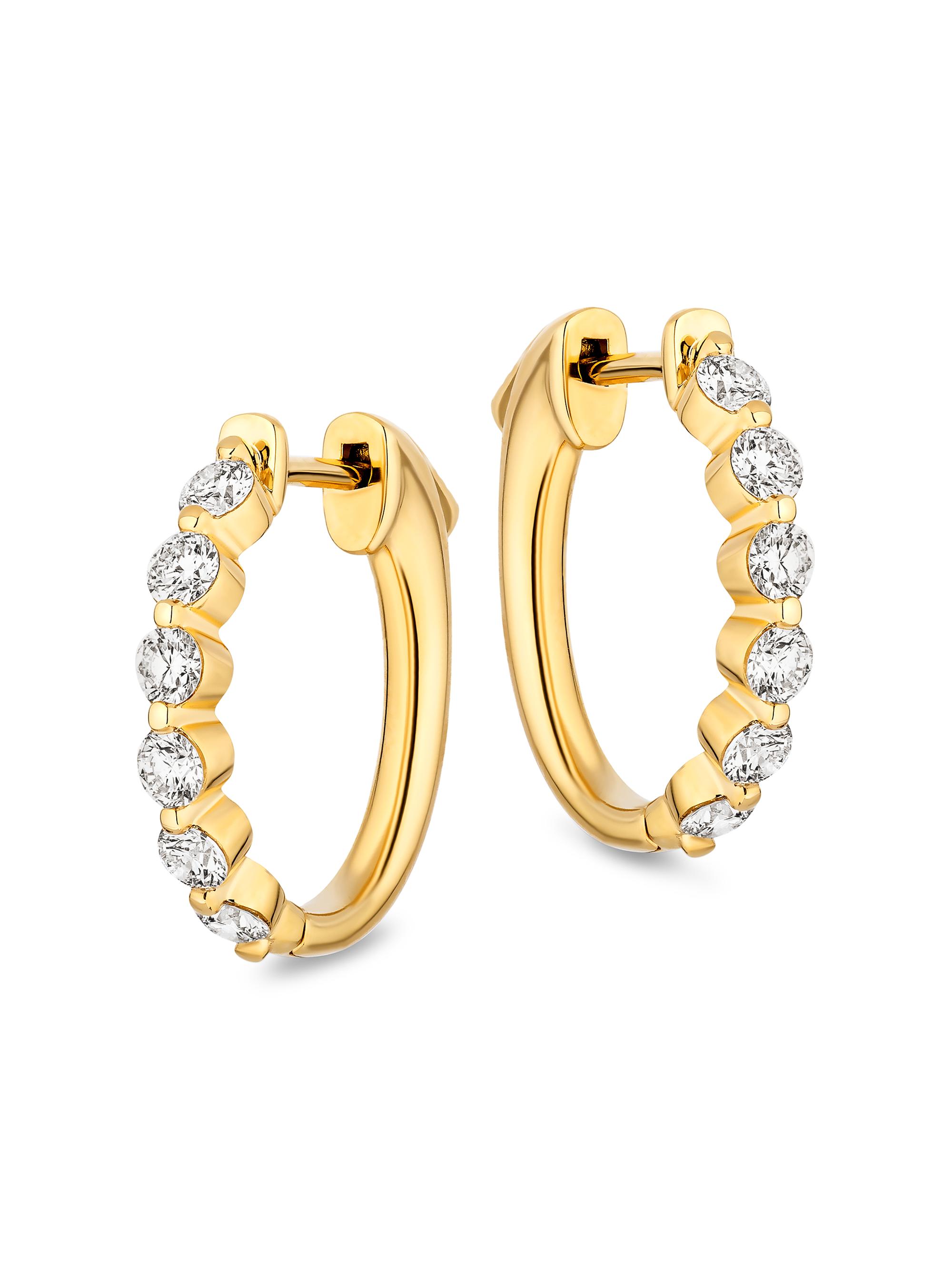 Saks Fifth Avenue Diamonds Women's 18K Yellow Gold & 1.50 TCW Diamond Hoop Earrings - Yellow Gold