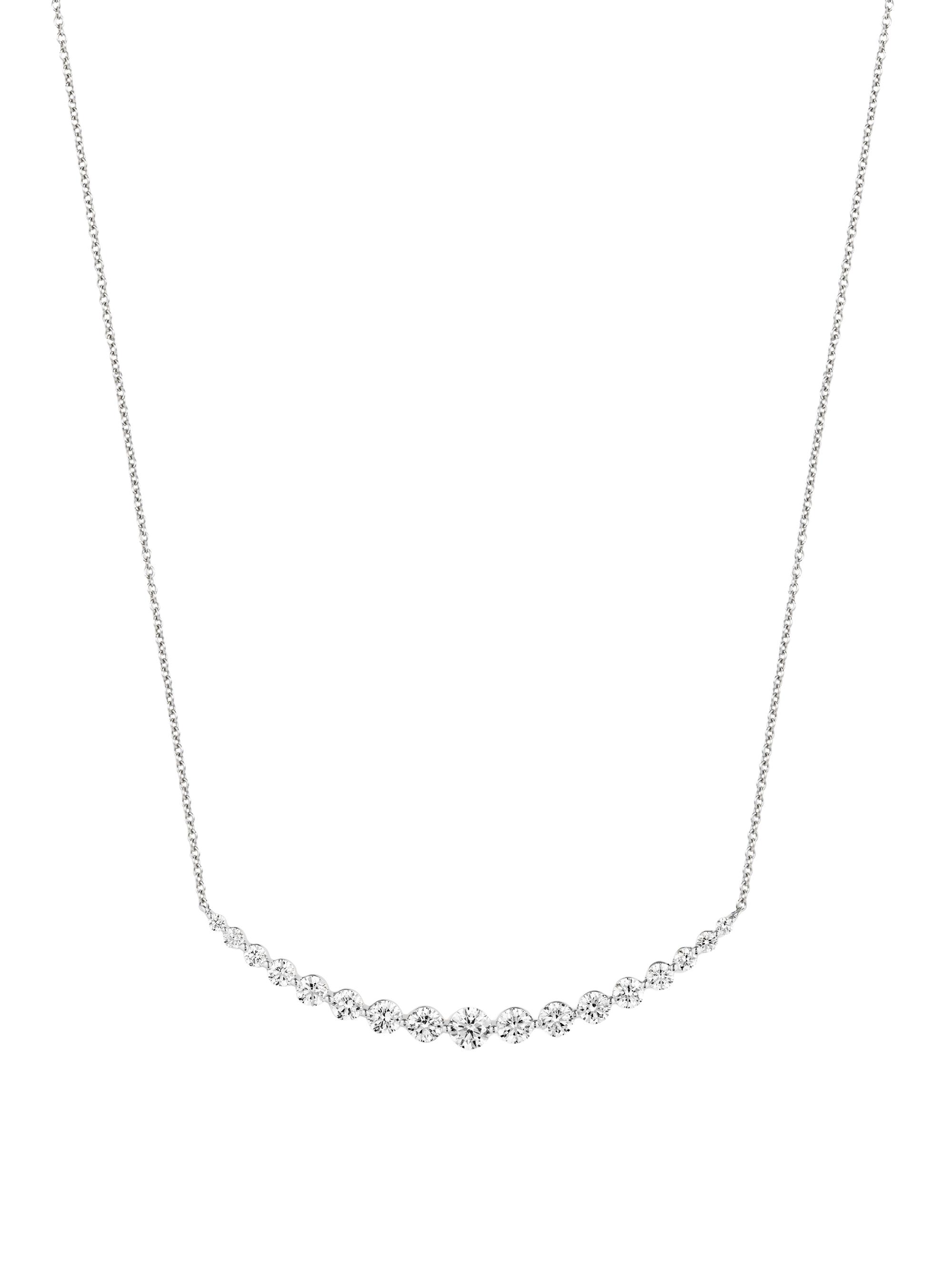 Saks Fifth Avenue Diamonds Women's 18K White Gold & 1.90 TCW Diamond Bar Pendant Necklace - White Gold