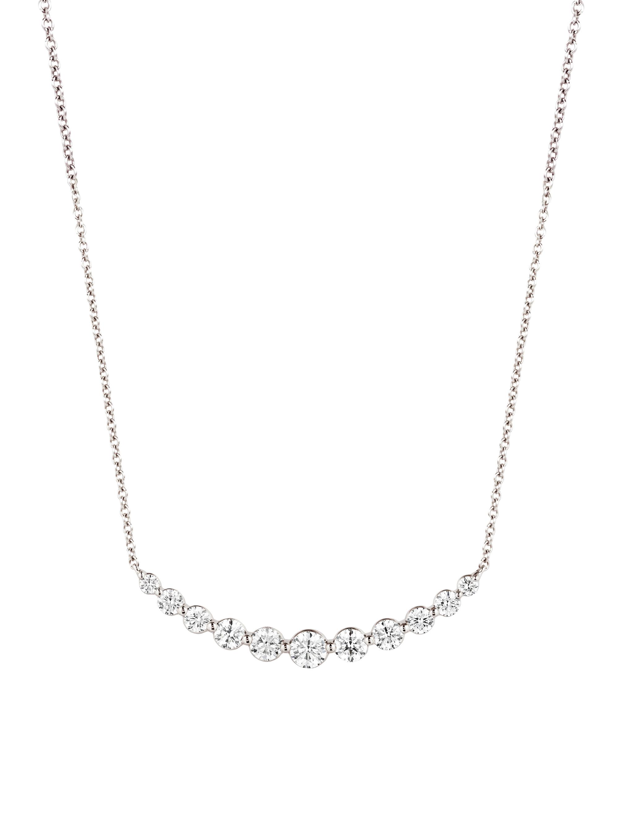 Saks Fifth Avenue Diamonds Women's 18K Yellow Gold & 1.00 TCW Diamond Curved Bar Pendant Necklace - White Gold