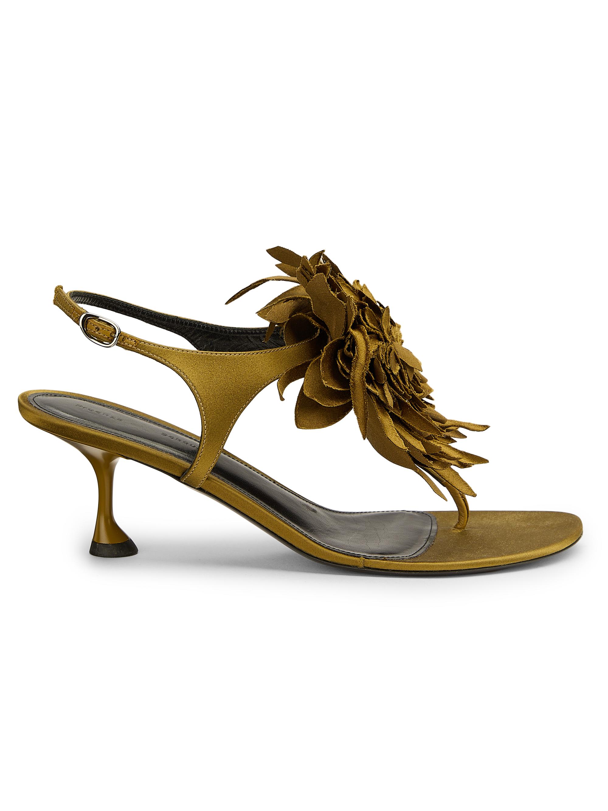 Proenza Schouler Women's Tee 60MM Flower Satin Sandals - Pistachio - Women's Clothing