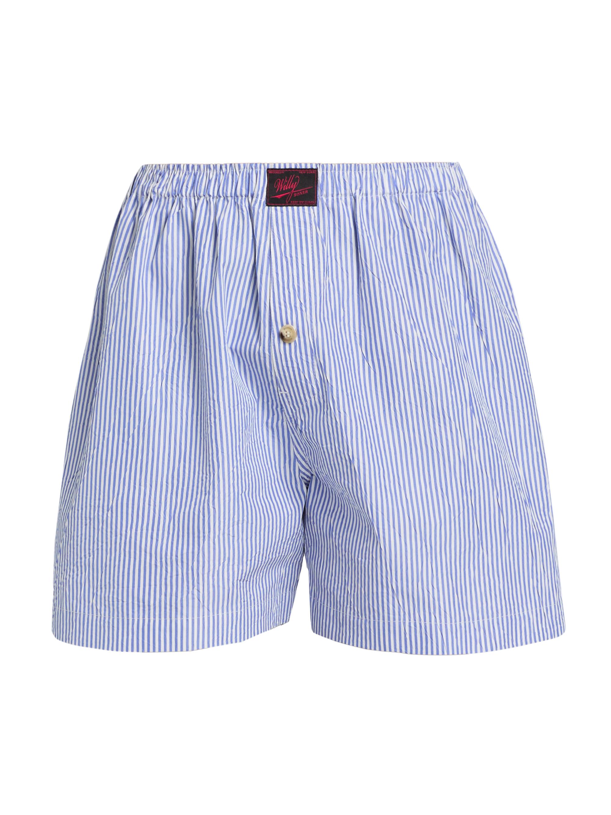 Willy Chavarria Men's Striped Cotton-Blend Boxer Shorts - Sail Blue Stripe