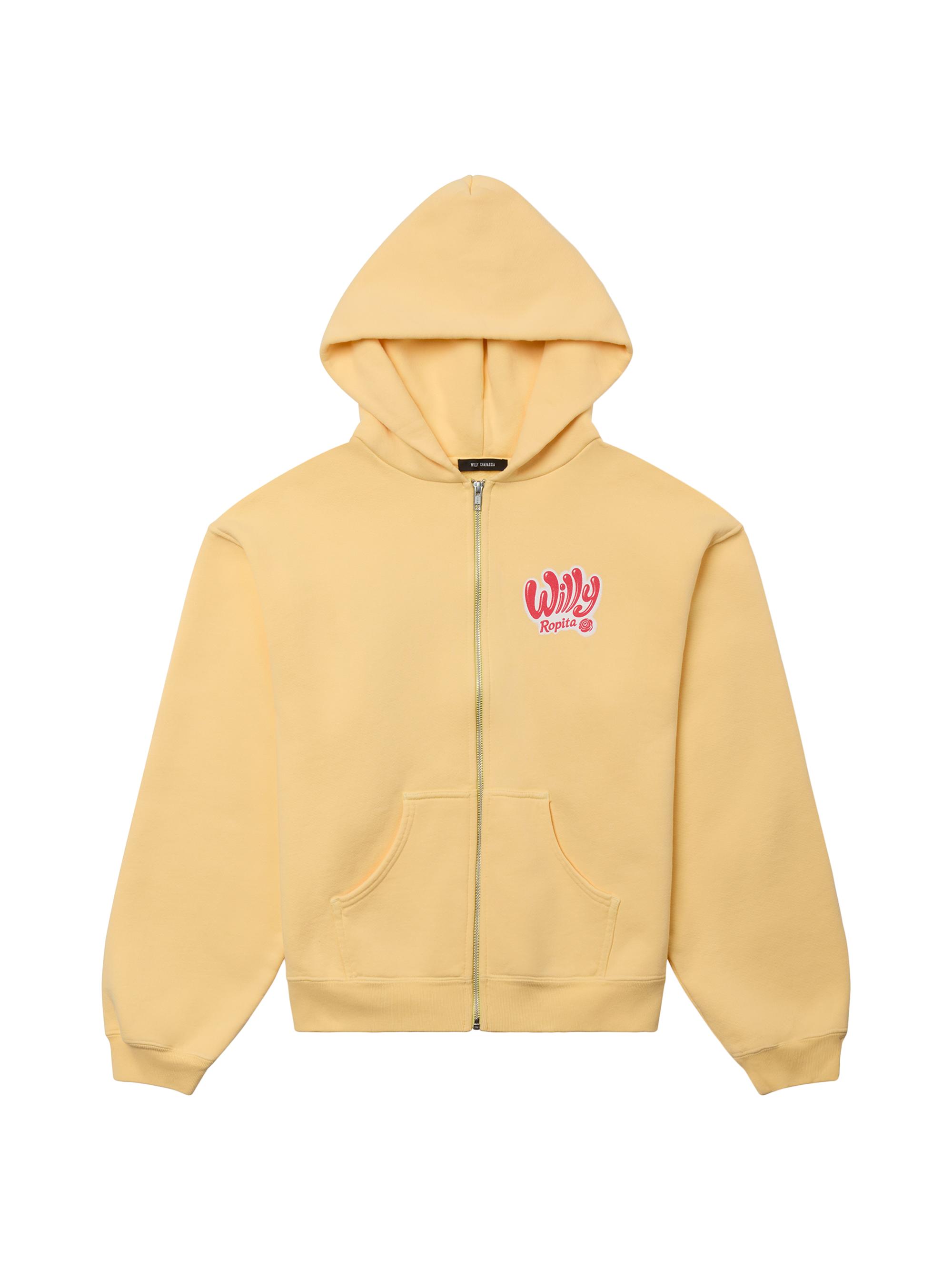 Willy Chavarria Men's Ropita Logo Cotton Zip-Front Hoodie - Butter
