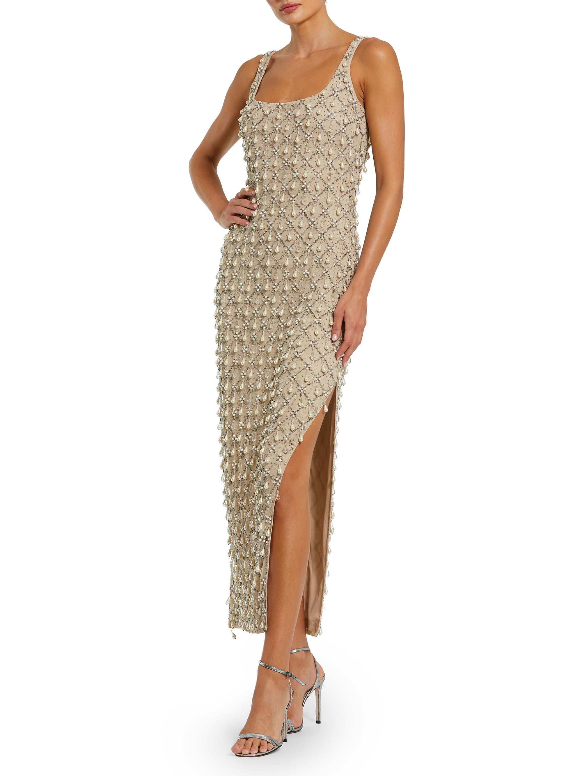 Mac Duggal Women's Embellished Scoopneck Cocktail Dress - Beige Silver