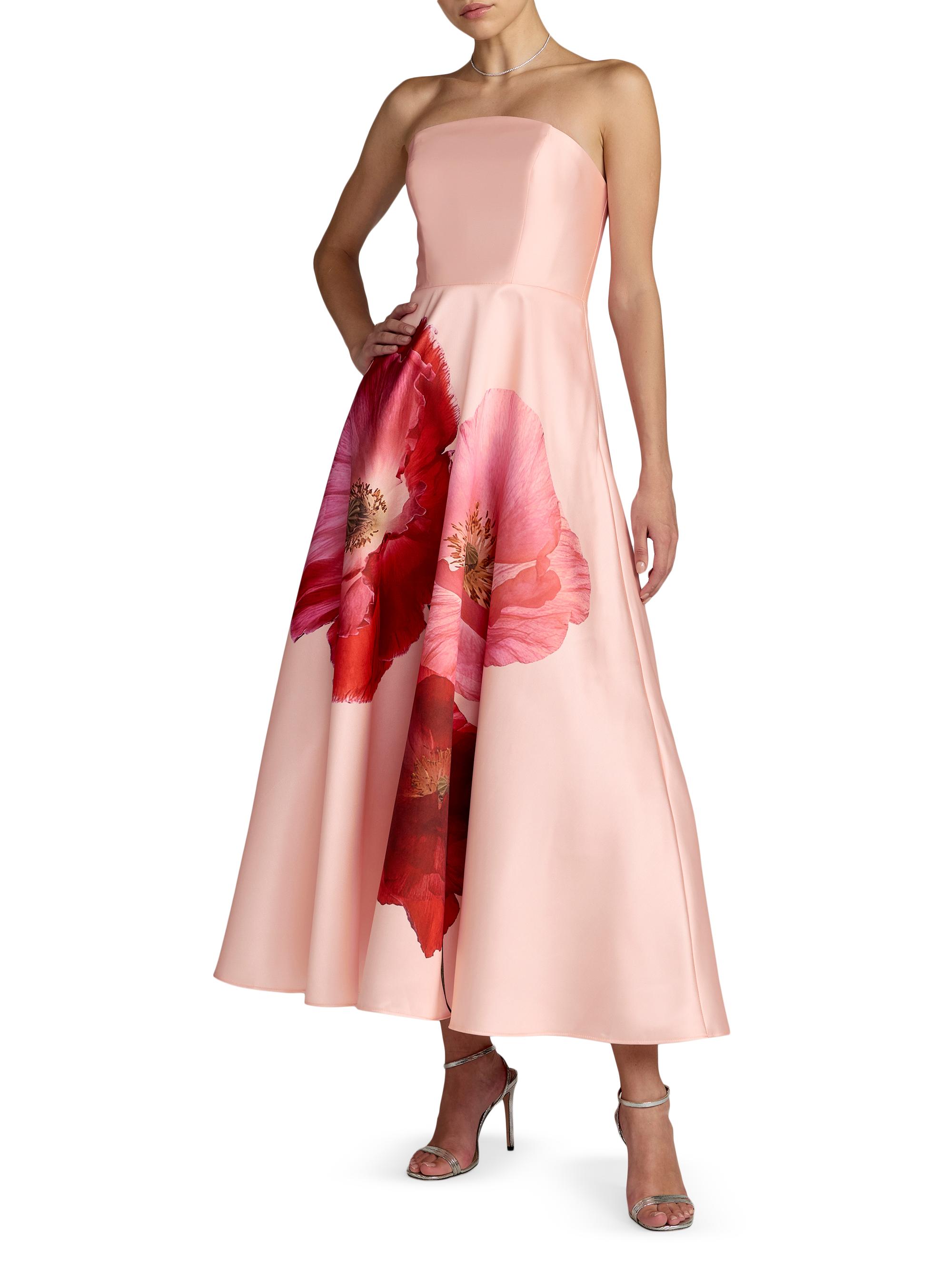 Mac Duggal Women's Floral Mikado A-Line Strapless Cocktail Dress - Blush Multi