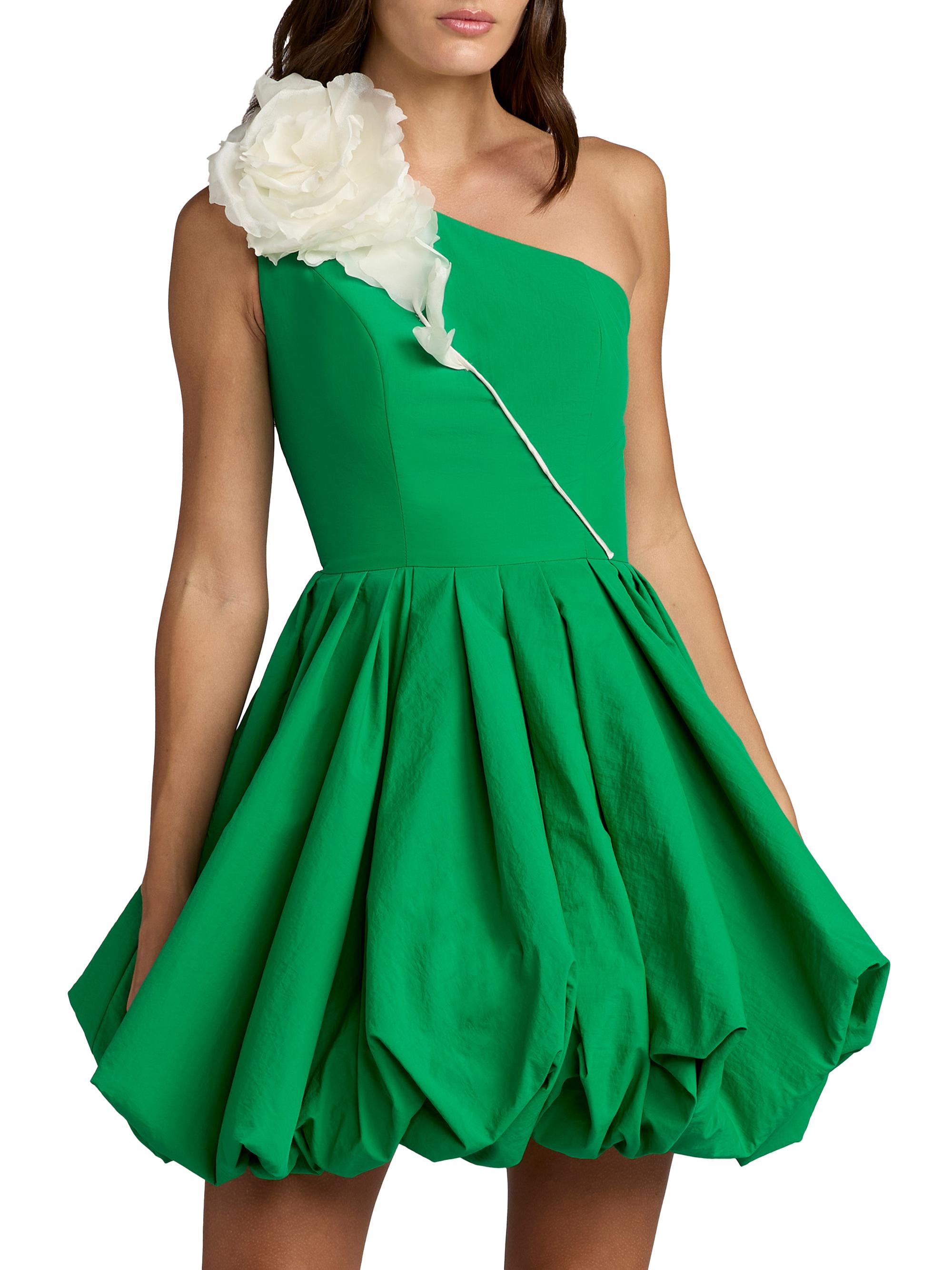 Mac Duggal Women's Appliqué Faille Bubble-Hem Minidress - Spring Green